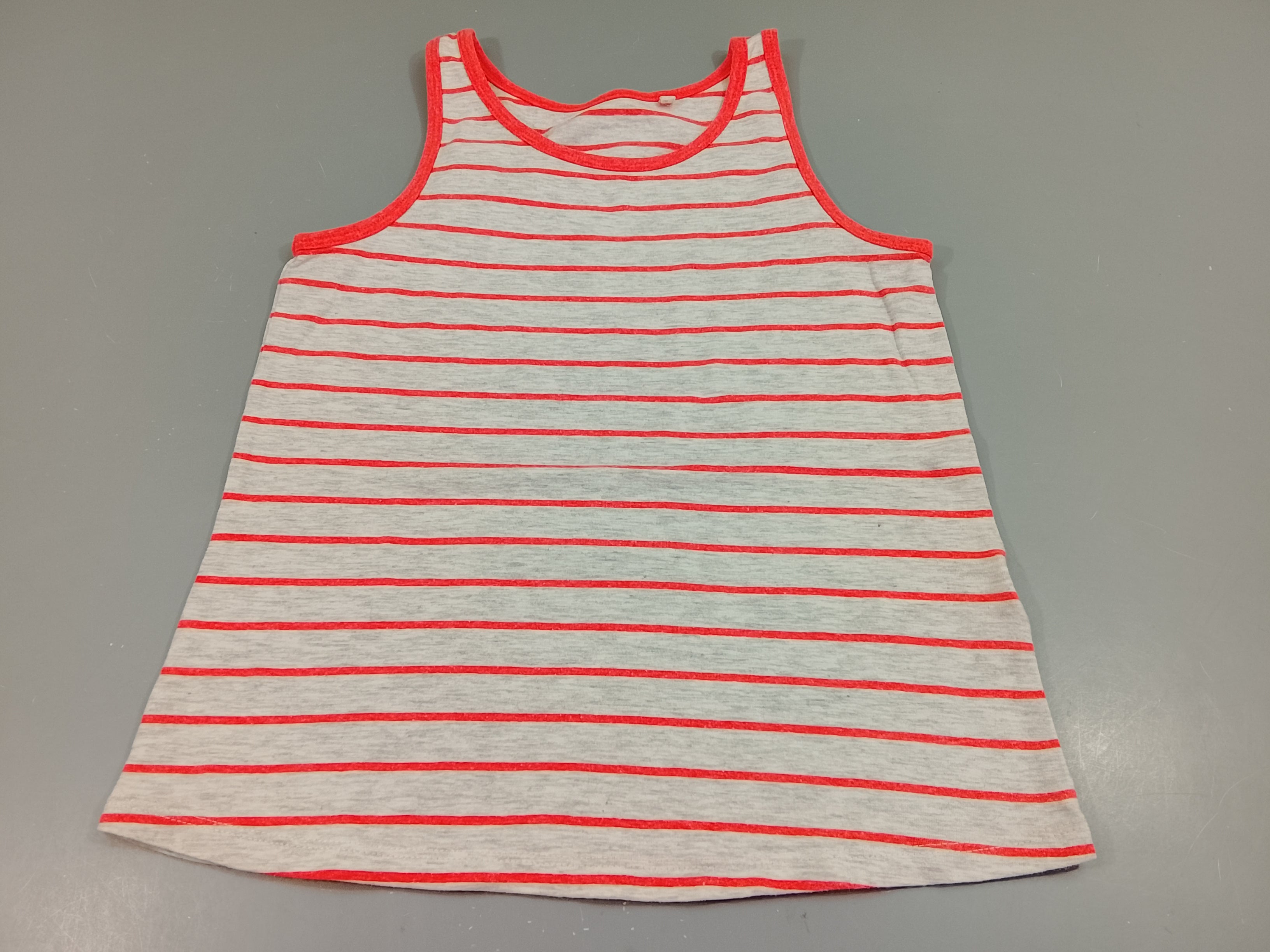 Débardeur gris flammé rayé corail néon