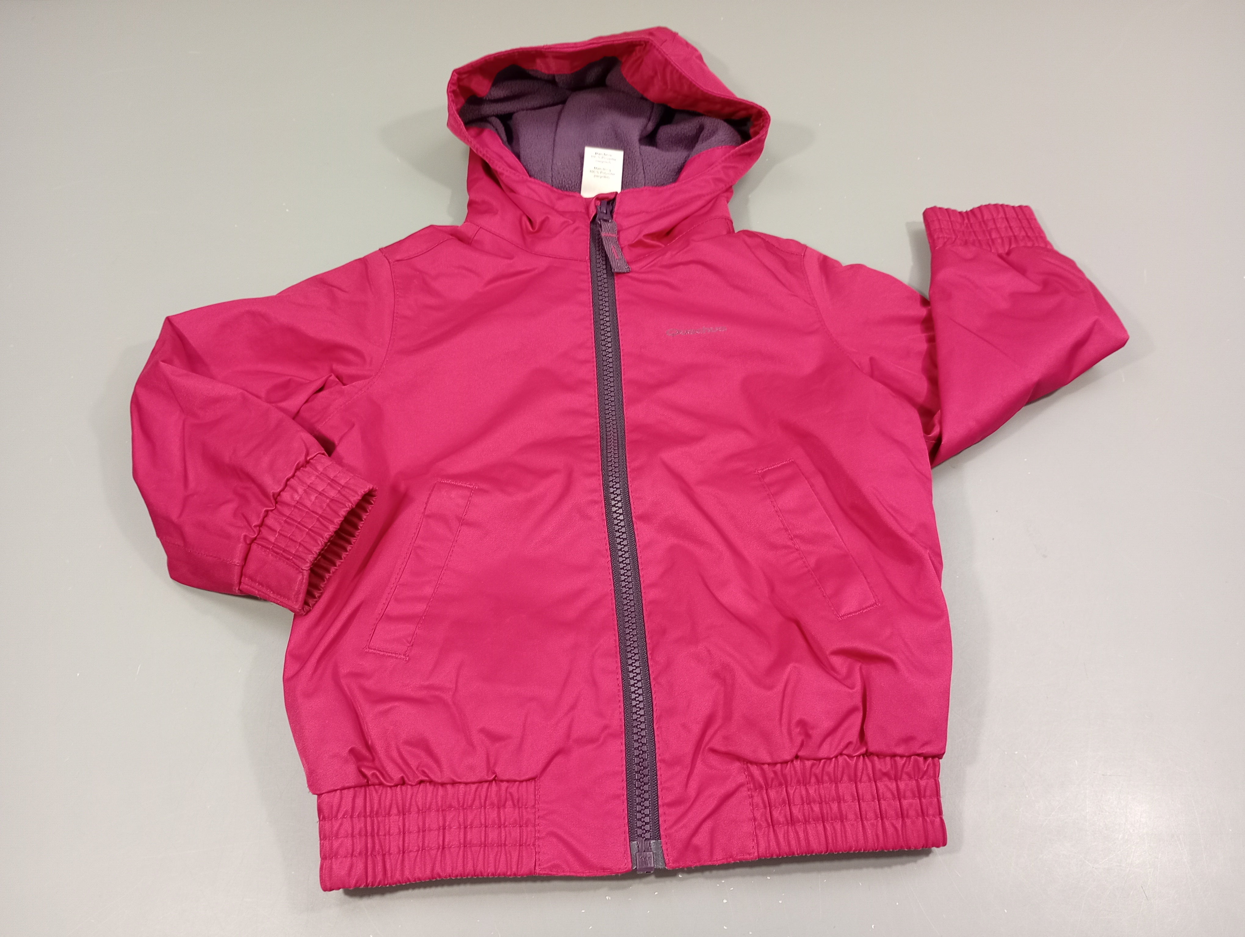 Veste zippée à capuche rose/mauve, doublé polar