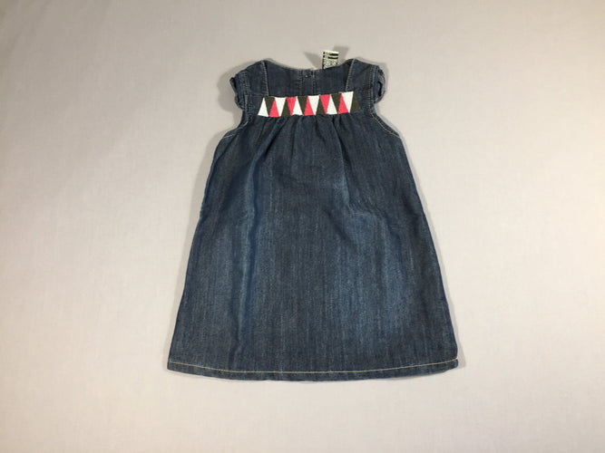 Robe s.m en jeans col triangles brodés, moins cher chez Petit Kiwi