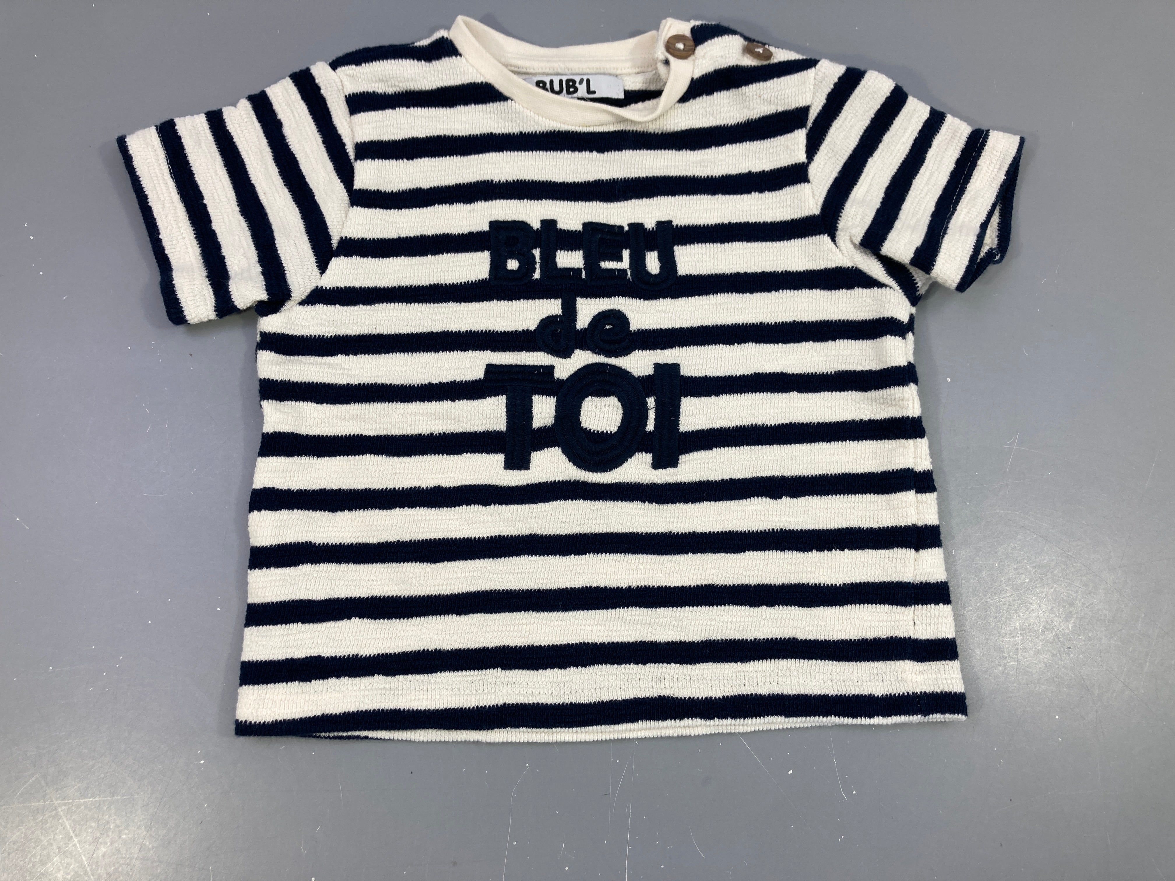 T-shirt m.c épais beige rayé bleu foncé Bleu de toi