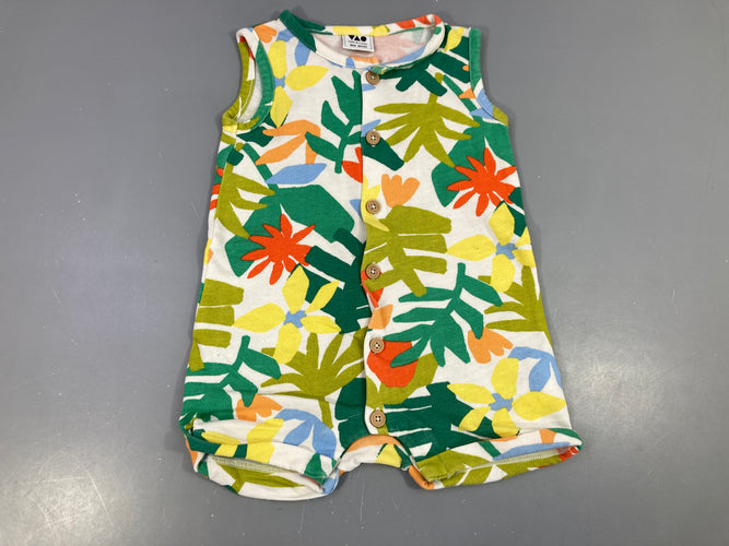 Combishort molleton écru feuillage vert-orange, moins cher chez Petit Kiwi