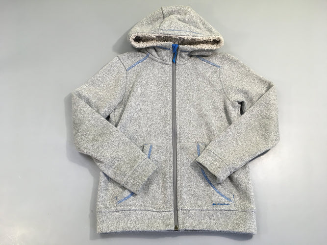 Gilet zippé à capuche gris chiné, capuche doublée, moins cher chez Petit Kiwi