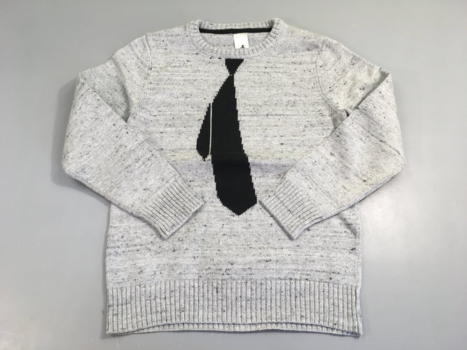 Pull gris chiné cravate, moins cher chez Petit Kiwi
