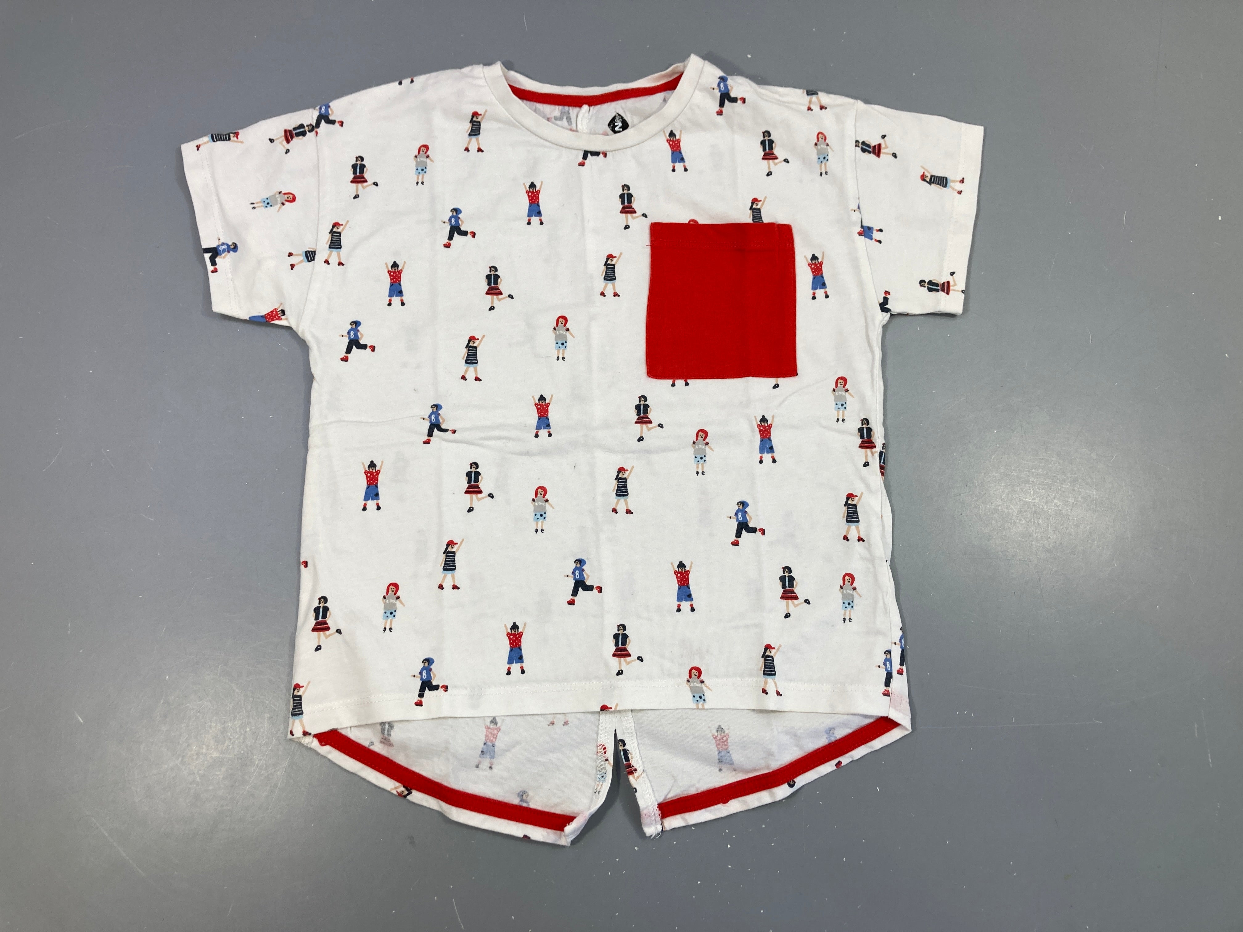 T-shirt m.c blanc filles poche rouge
