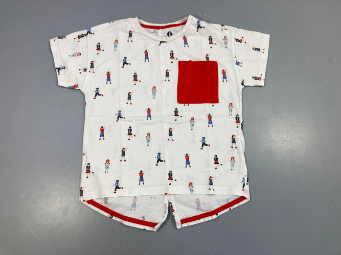 T-shirt m.c blanc filles poche rouge, moins cher chez Petit Kiwi