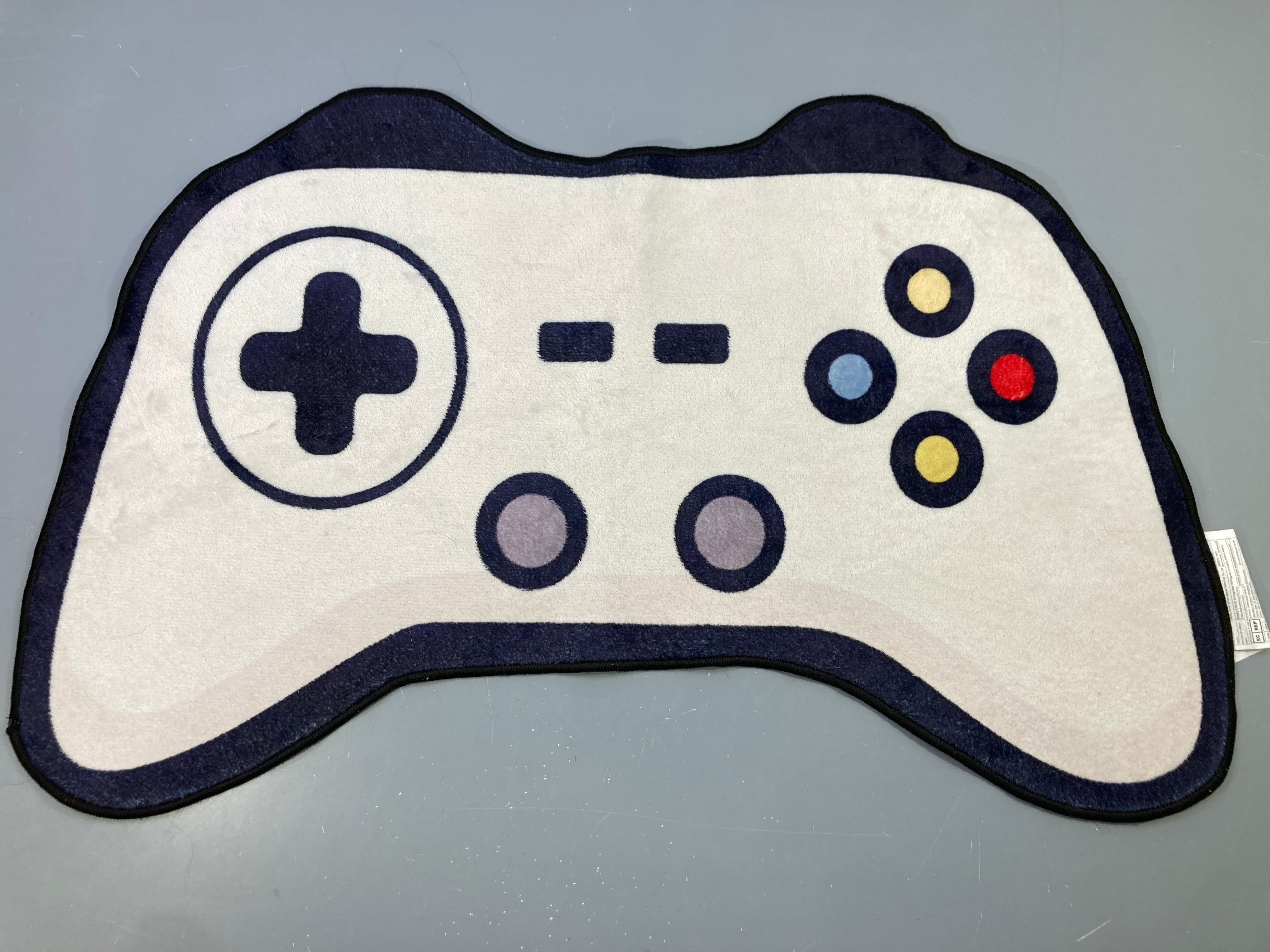 Tapis manette de jeu vidéo blanc bleu marine, boutons colorés