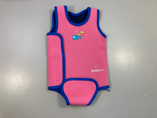 Combi néoprène rose/bleu poisson, 12-24m, moins cher chez Petit Kiwi
