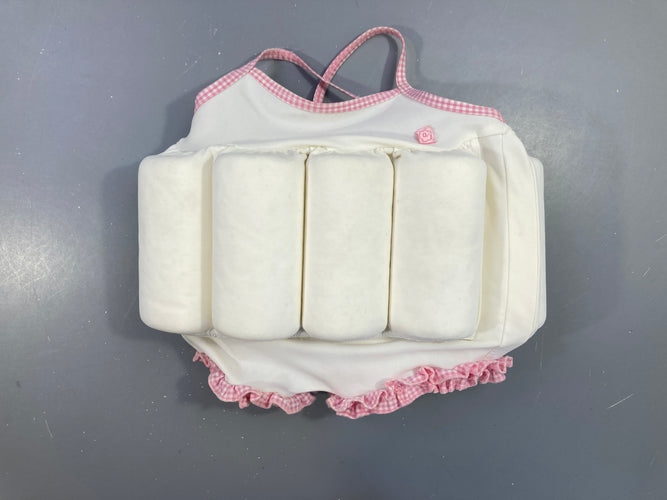 Maillot bouée blanc/rose,2a, moins cher chez Petit Kiwi