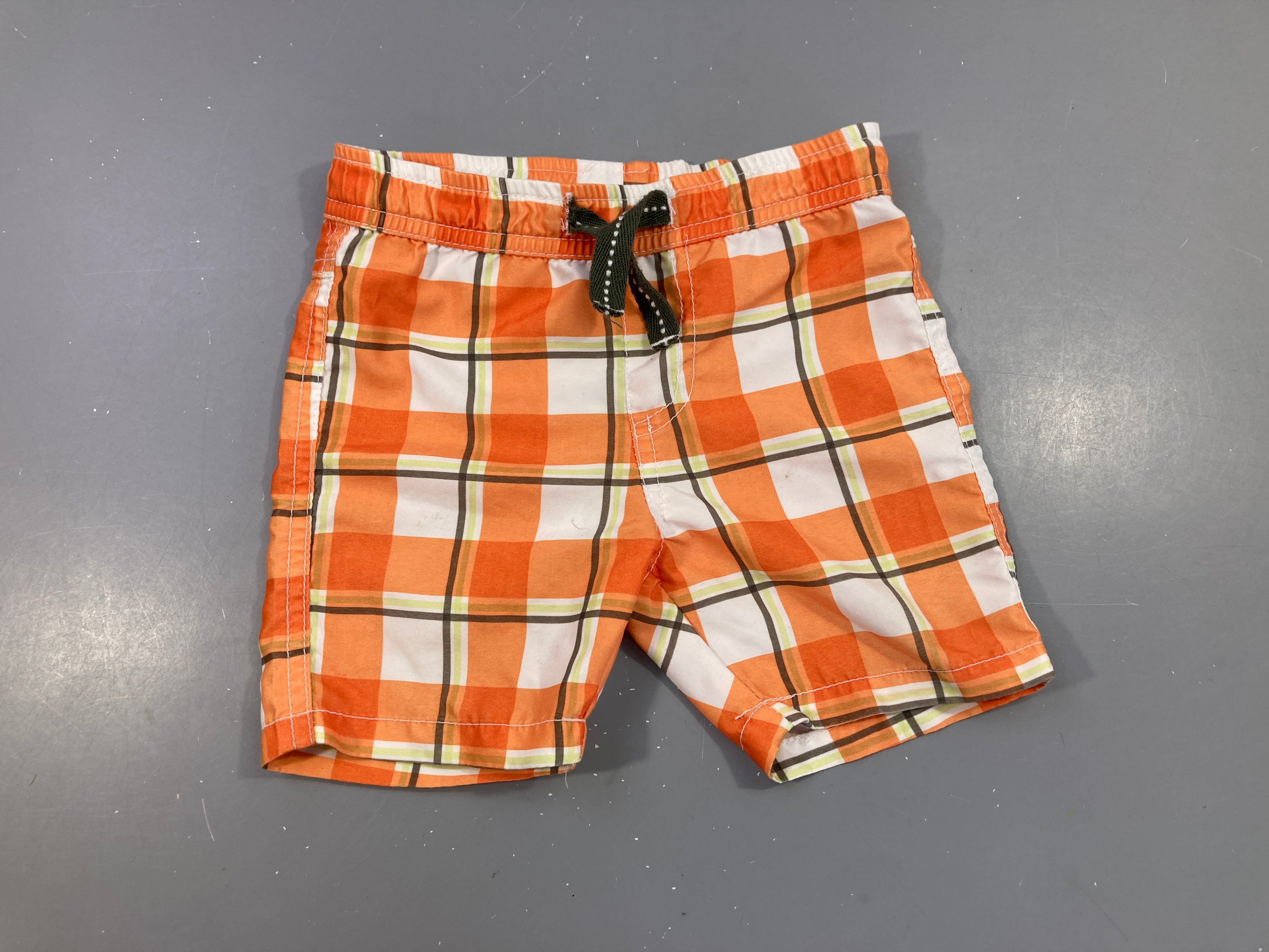 Maillot short de bain à carreaux blanc/orange