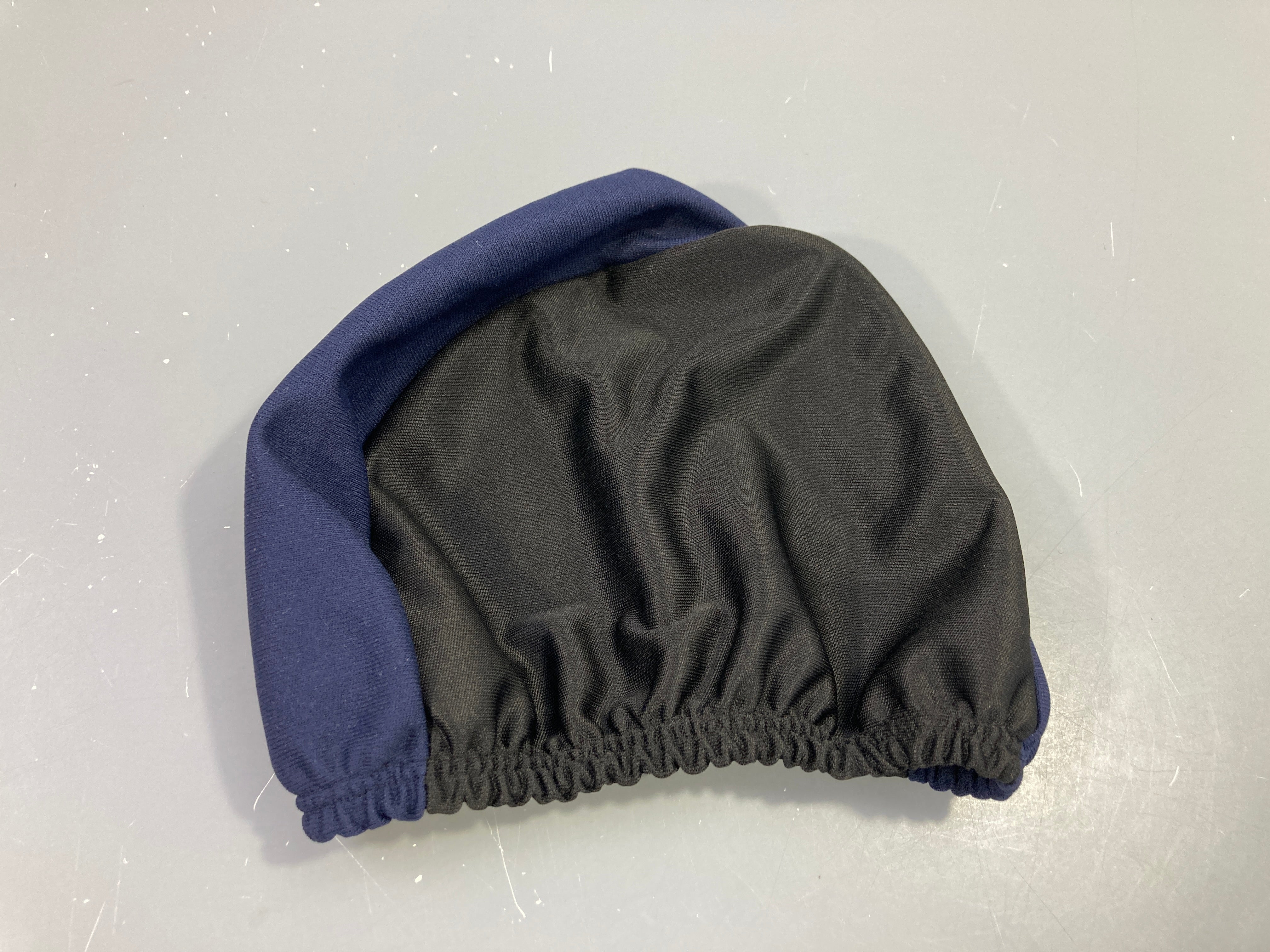 Bonnet de bain tissu noir/bleu