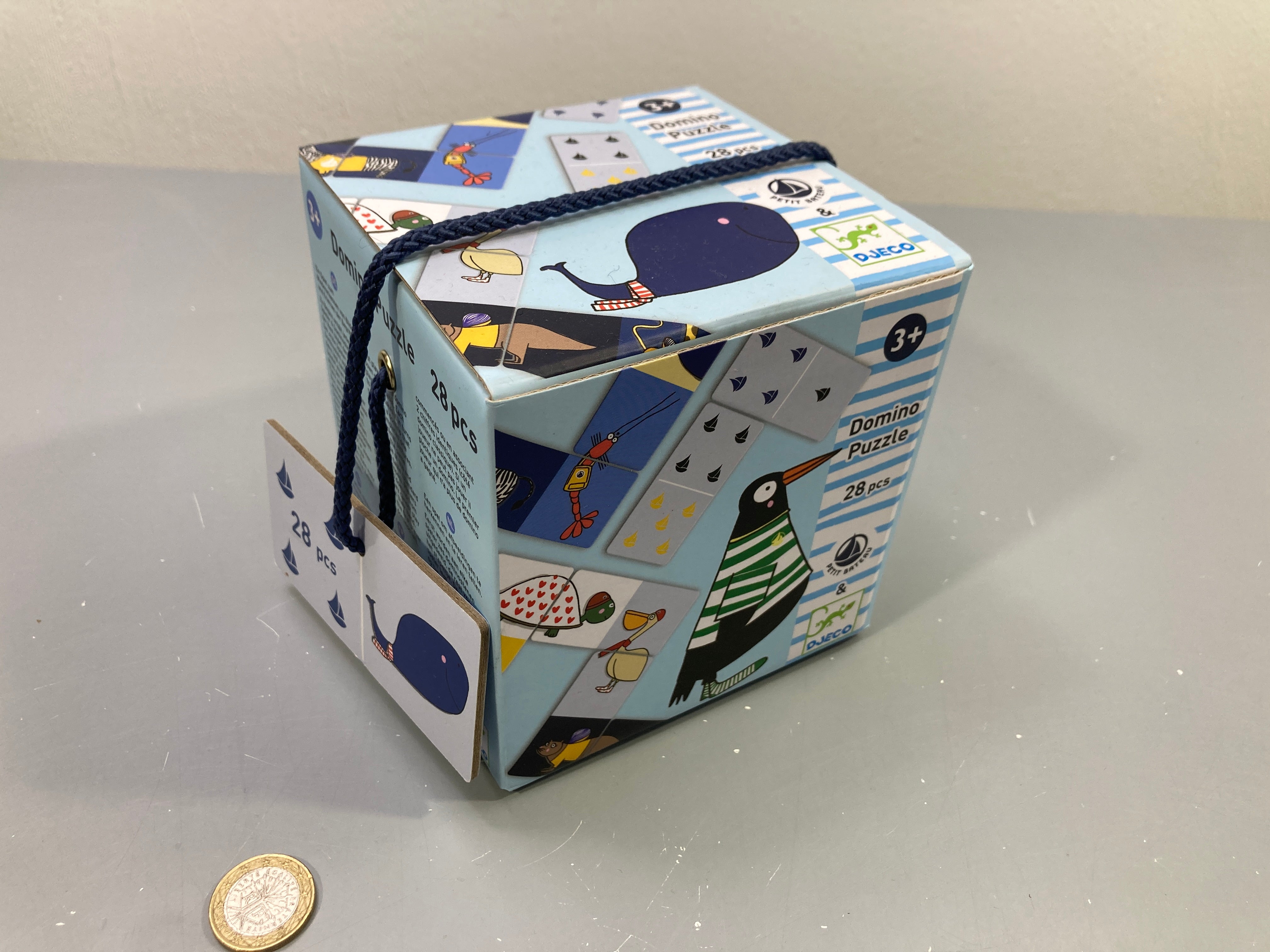 Domino puzzle 28 pcs animaux marins, collab Petit Bateau, boîte cordon