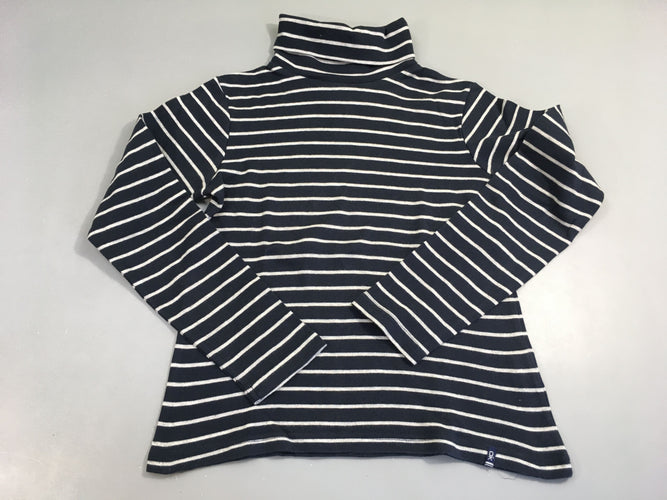 T-shirt col roulé bleu marine rayé blanc, moins cher chez Petit Kiwi