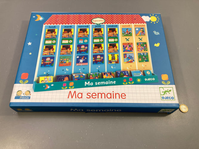 Ma semaine, calendrier éducatif jours et activités, Éduludo, boîte bleue, moins cher chez Petit Kiwi
