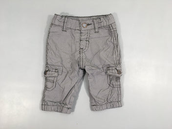 Pantalon gris ligné doublé jersey taille et chevilles élastiques