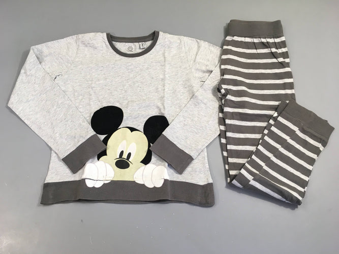 Pyjama 2pcs jersey gris chiné/kaki Mickey, flocage usé, Veritas, moins cher chez Petit Kiwi