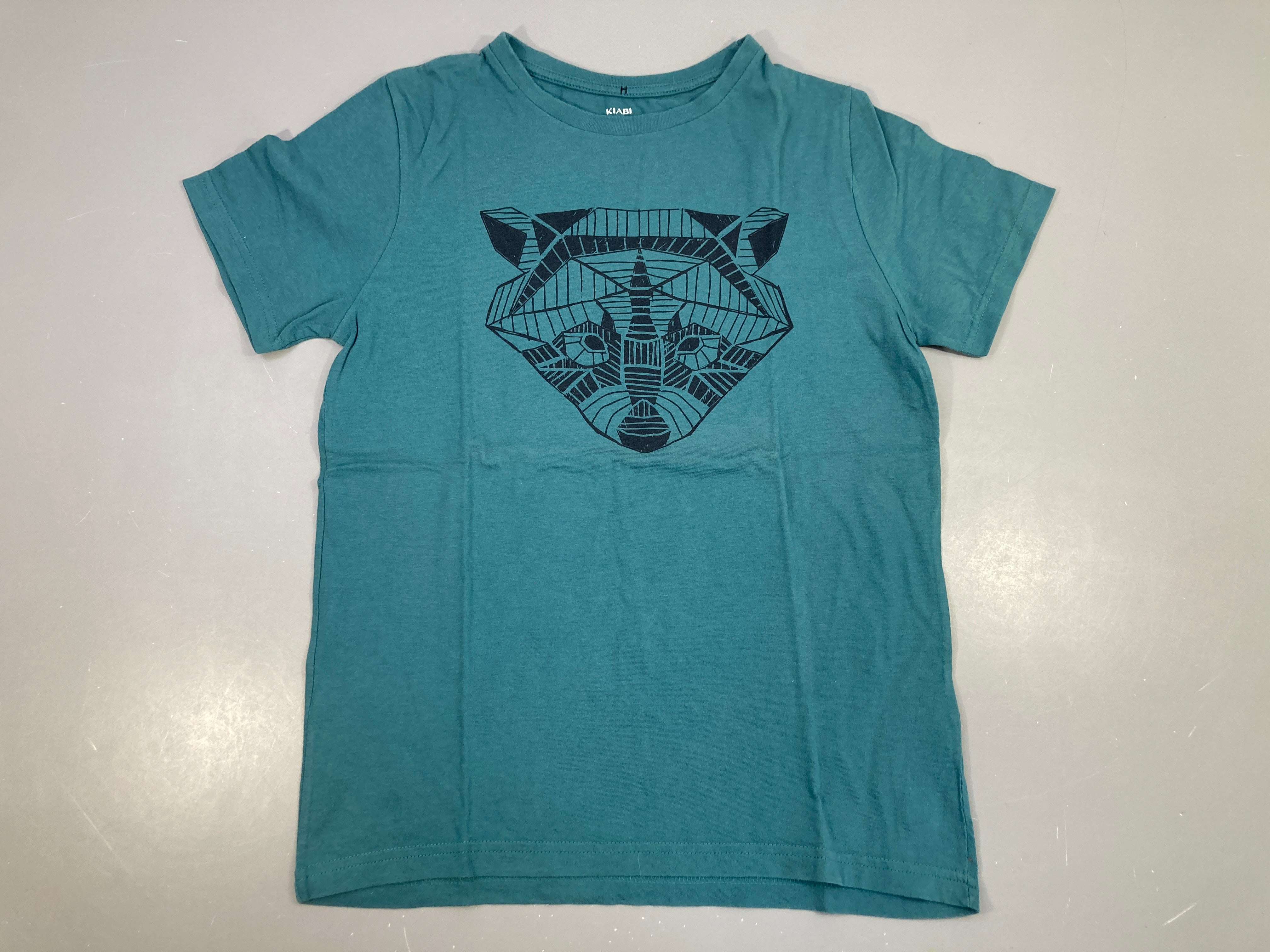 T-shirt m.c vert félin géométrique