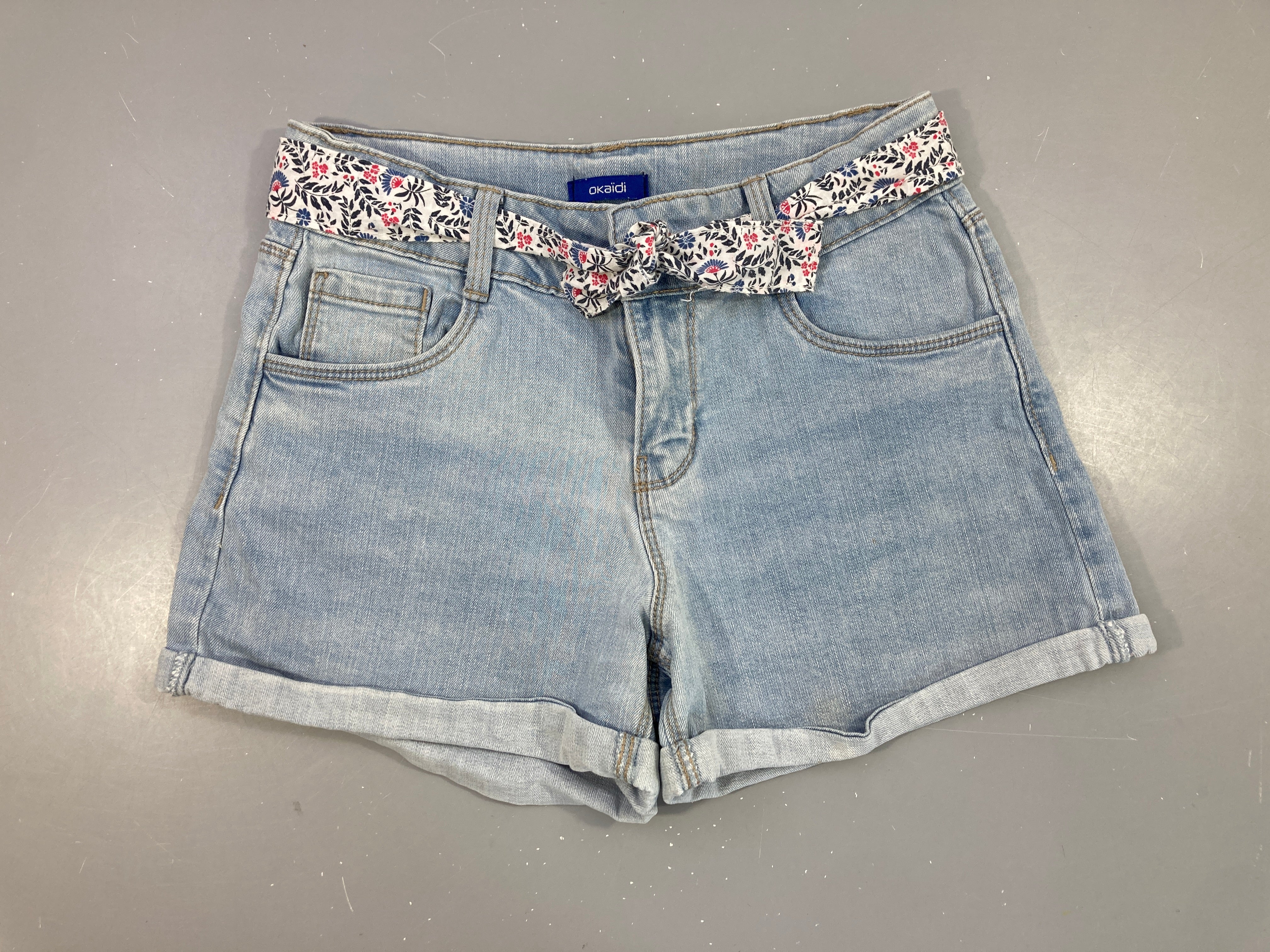 Short en jean arc +Ceinture textile