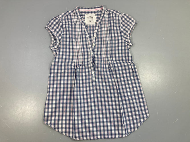 Blouse à carreaux blanc-bleu boutons, moins cher chez Petit Kiwi