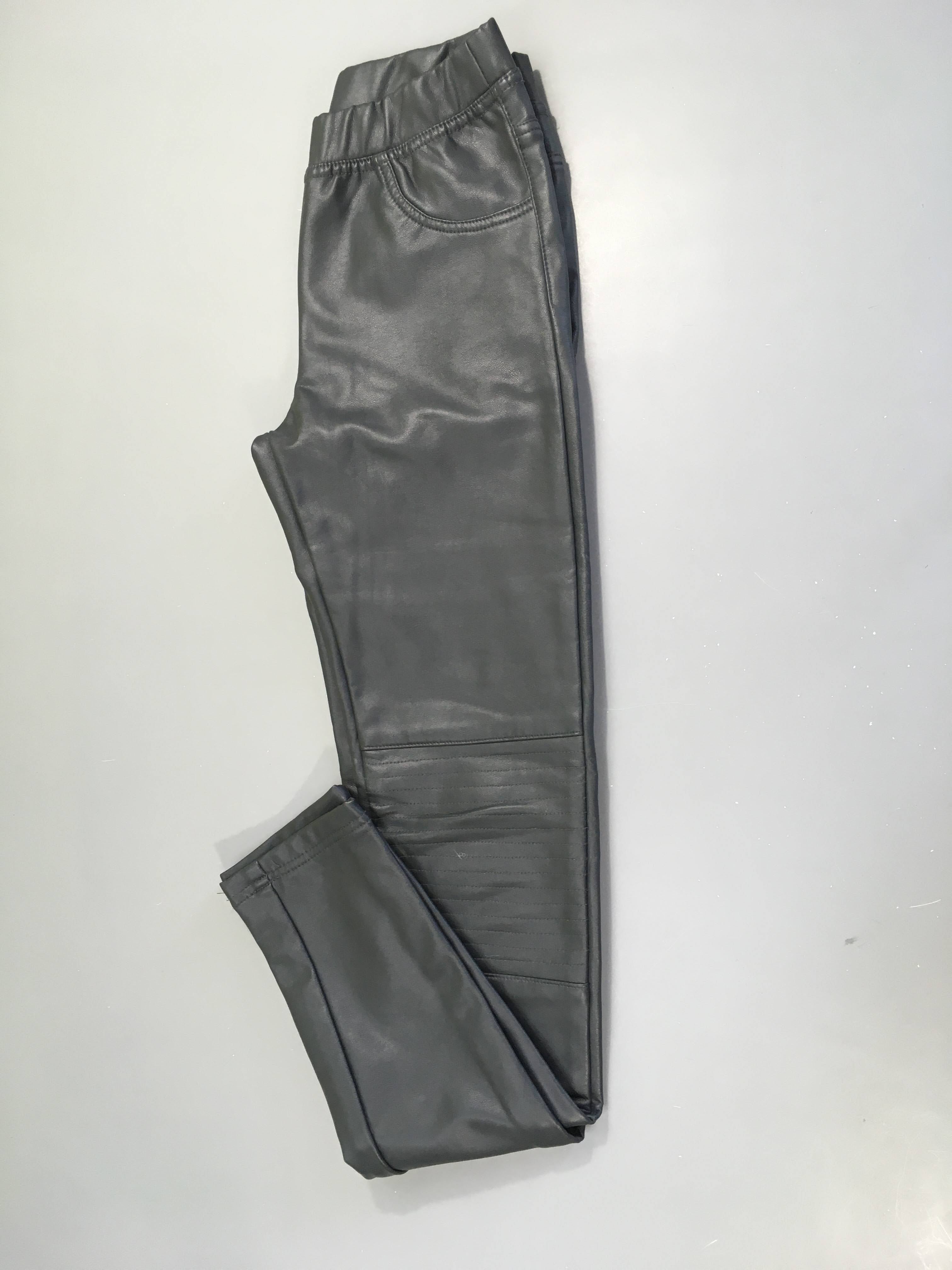 Tregging simili cuir gris doublé polar