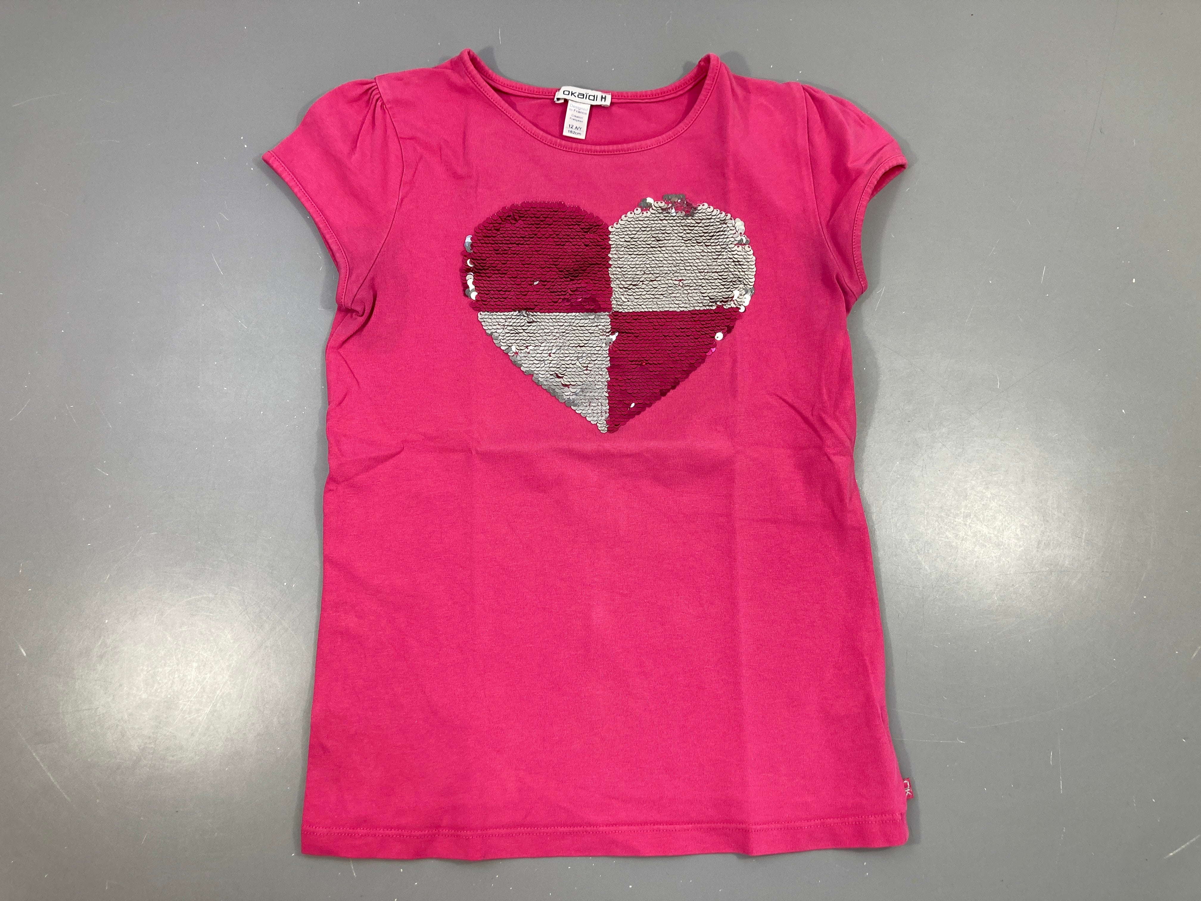 T-shirt m.c rose coeur sequins révesribles pois