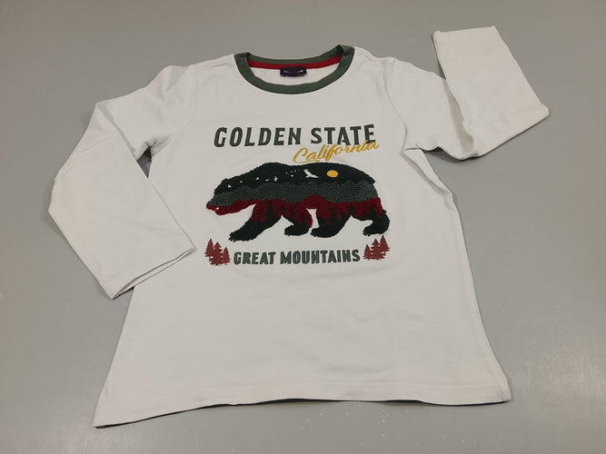 T-shirt m.l blanc  ours bleu marine, gris, bordeaux "Golden state", moins cher chez Petit Kiwi