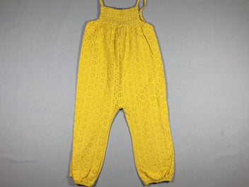 Combinaison jaune fines bretelles ajourée (dos jersey uni)