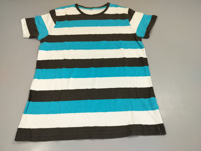 T-shirt m.c rayé blanc, bleu, noir, moins cher chez Petit Kiwi
