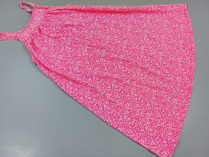 Robe à bretelles rose à fleurs blanches, moins cher chez Petit Kiwi
