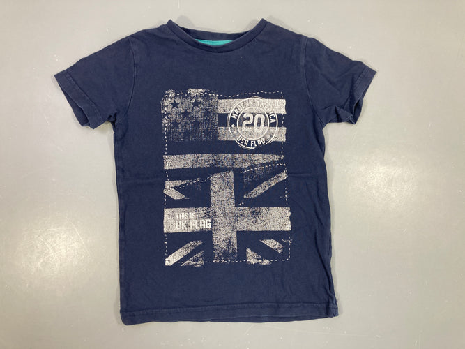 T-shirt m.c bleu marine USA, un peu bouloché, moins cher chez Petit Kiwi