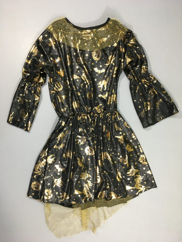 Déguisement halloween robe de sorcière noire motifs dorés, 11-14ans, moins cher chez Petit Kiwi