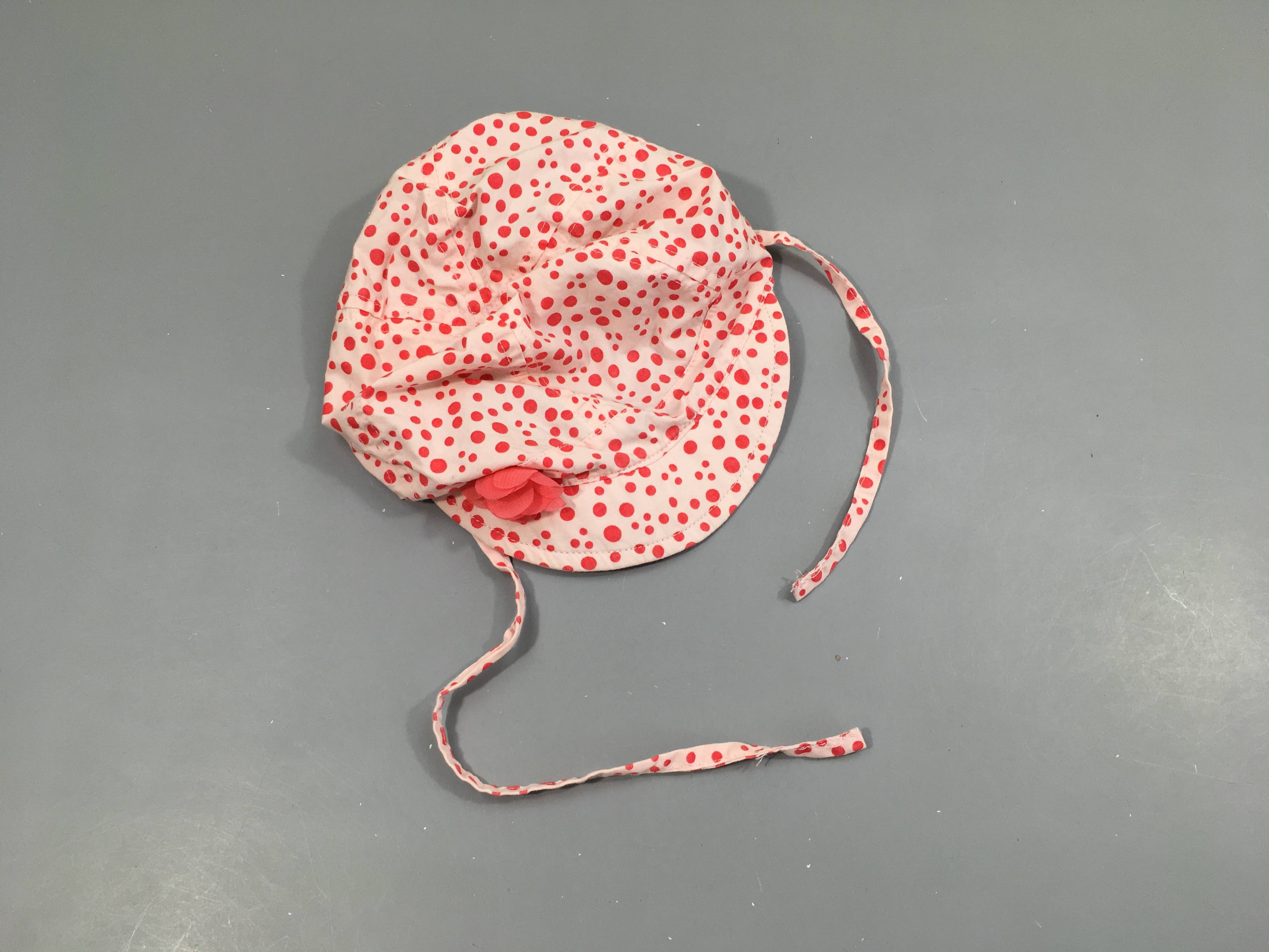 Chapeau blanc pois roses noeud tulle