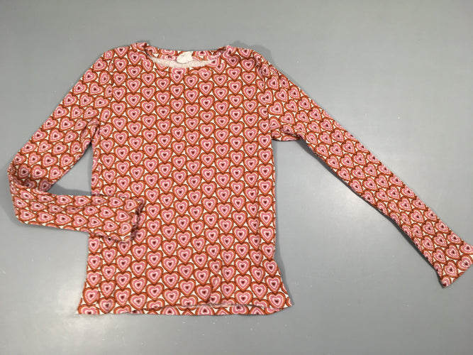 T-shirt m.l côtelé coeurs rose/rouge, moins cher chez Petit Kiwi