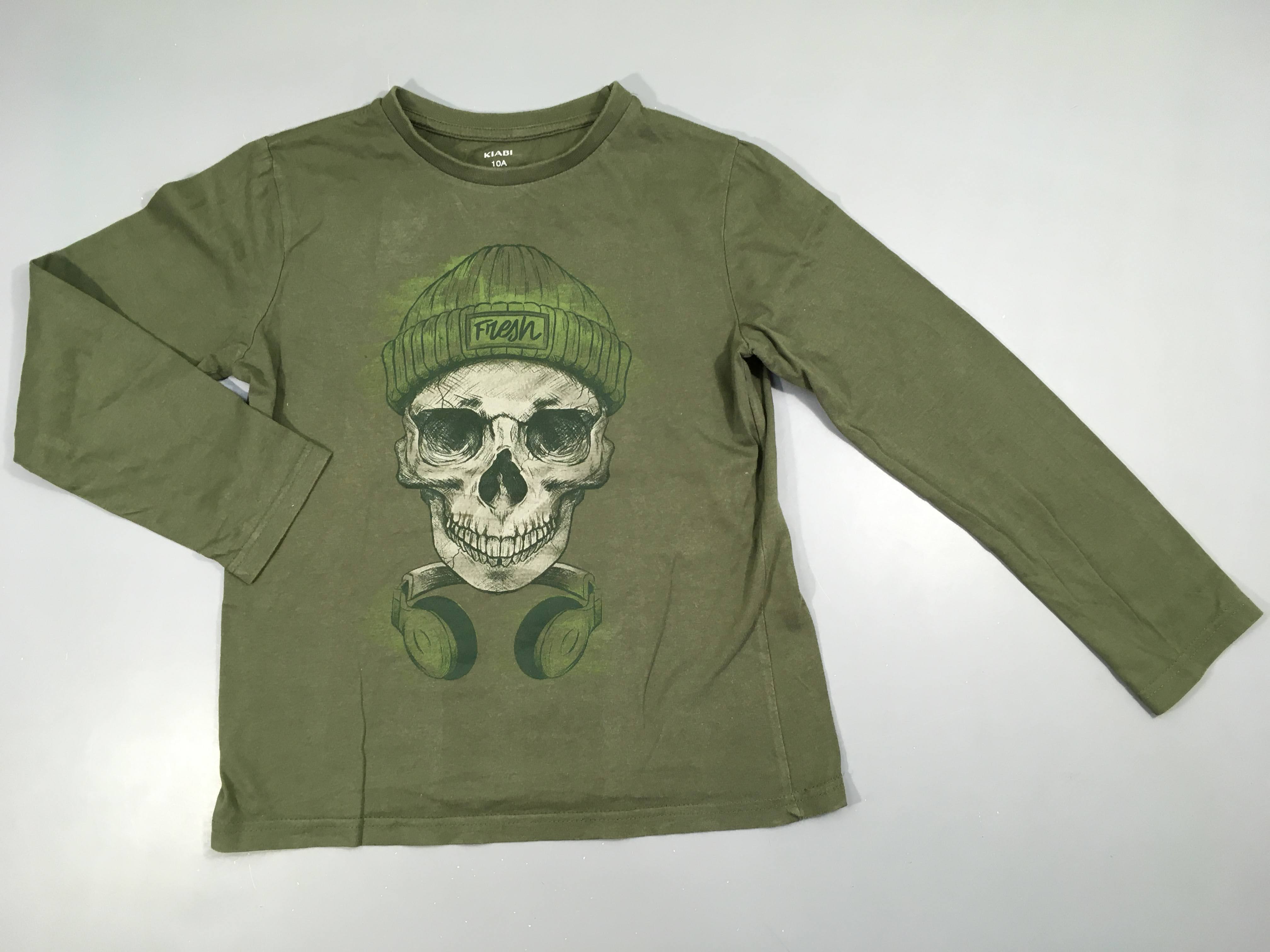 T-shirt m.l kaki. crâne bonnet, légèrement bouloché