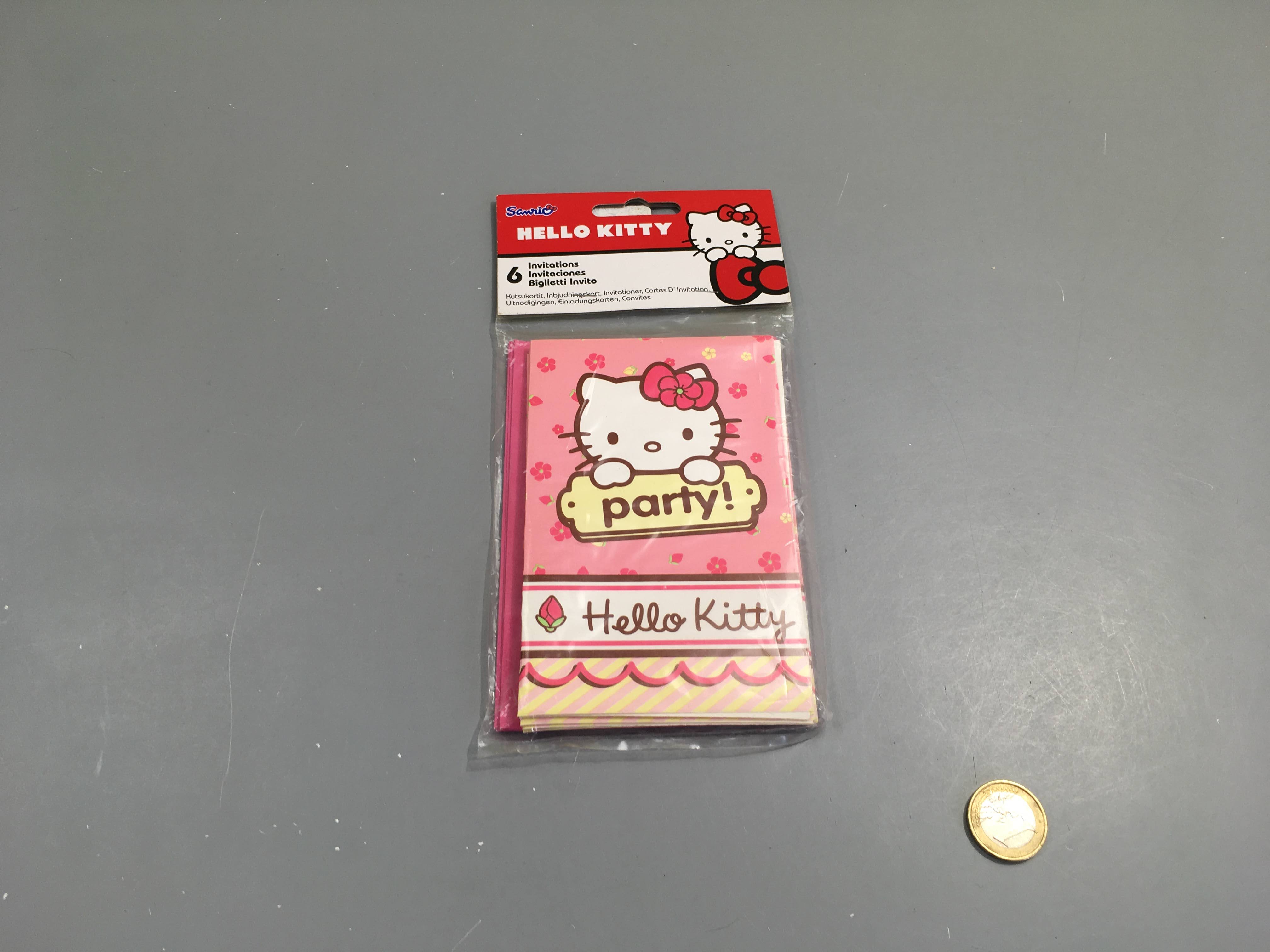 Neuf-6 Cartons d'invitation Kitty + 1