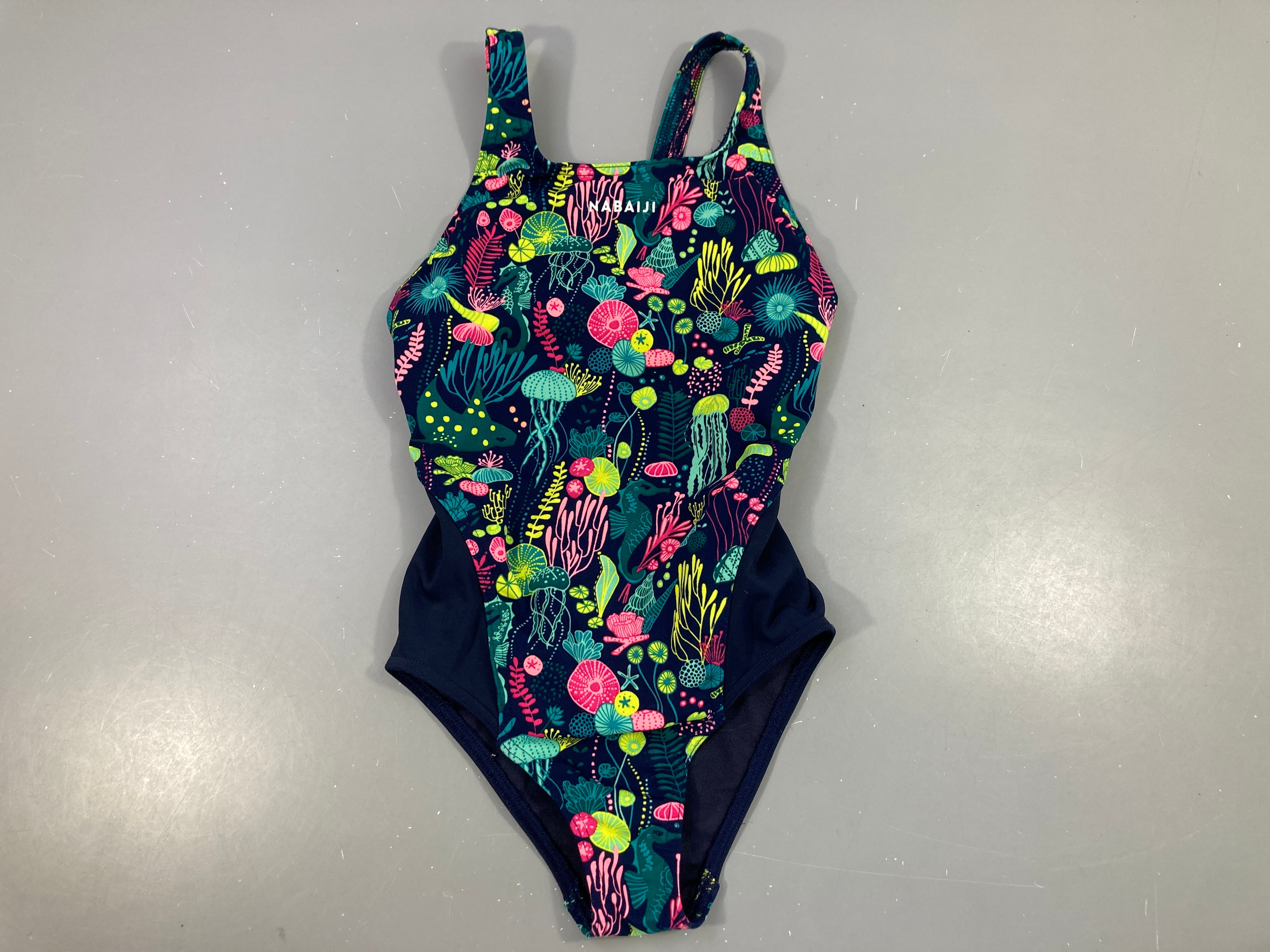 Maillot bleu marine motifs mer, Nabaiji