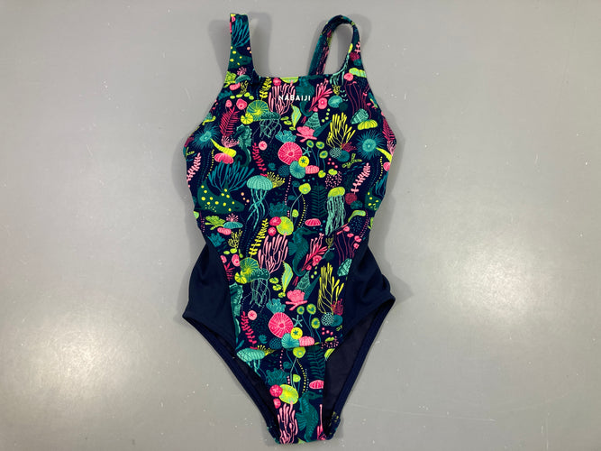 Maillot bleu marine motifs mer, Nabaiji, moins cher chez Petit Kiwi