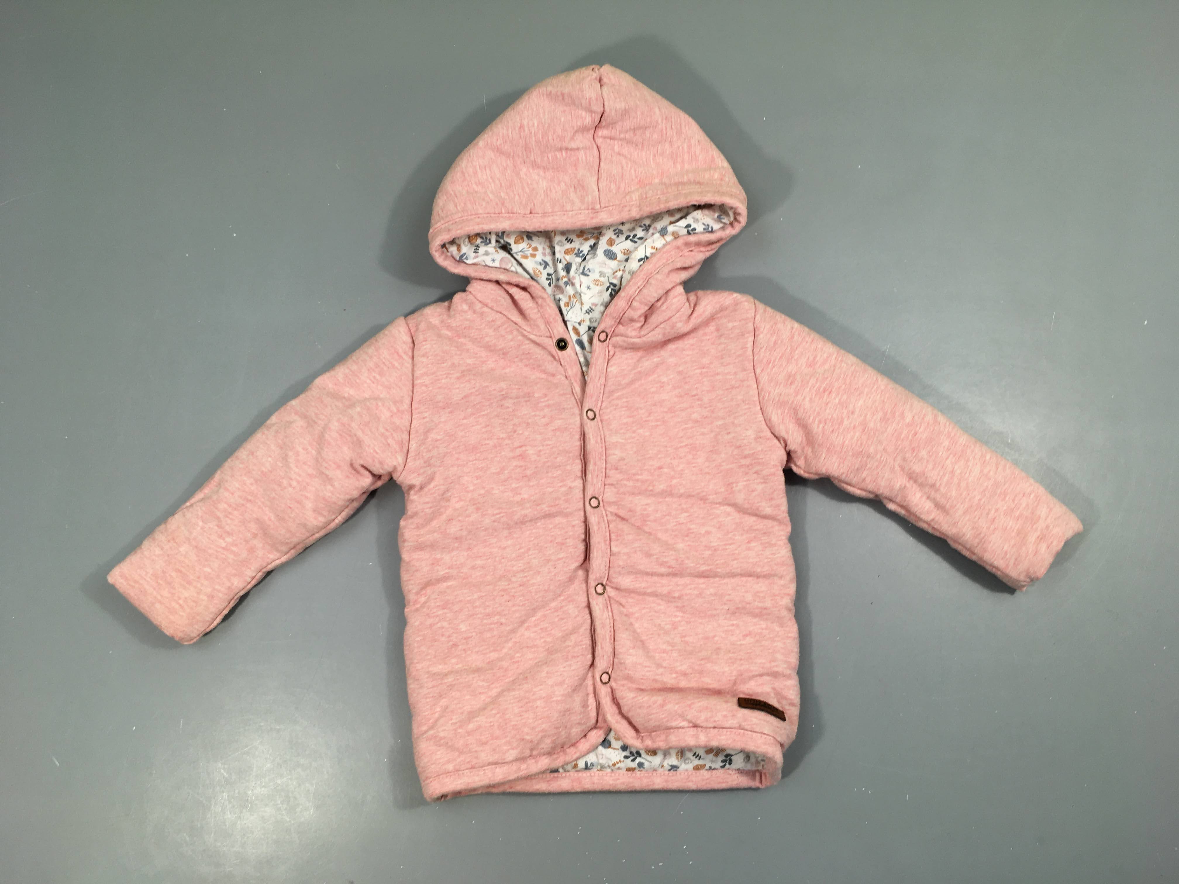 Sweat-veste ouatiné rose clair chiné à capuche Little Dutch