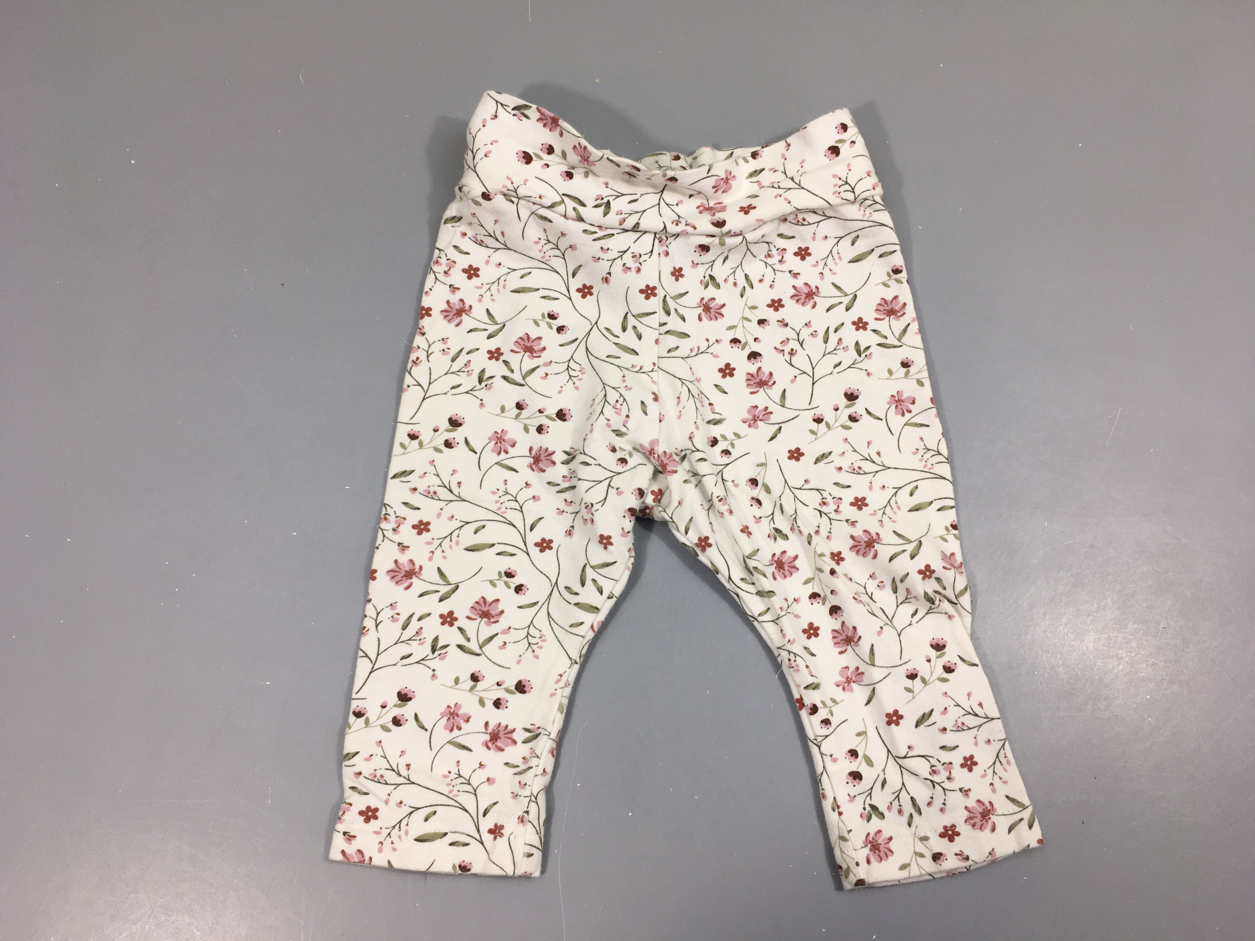 Pantalon jersey blanc fleuri-Légèrement bouloché