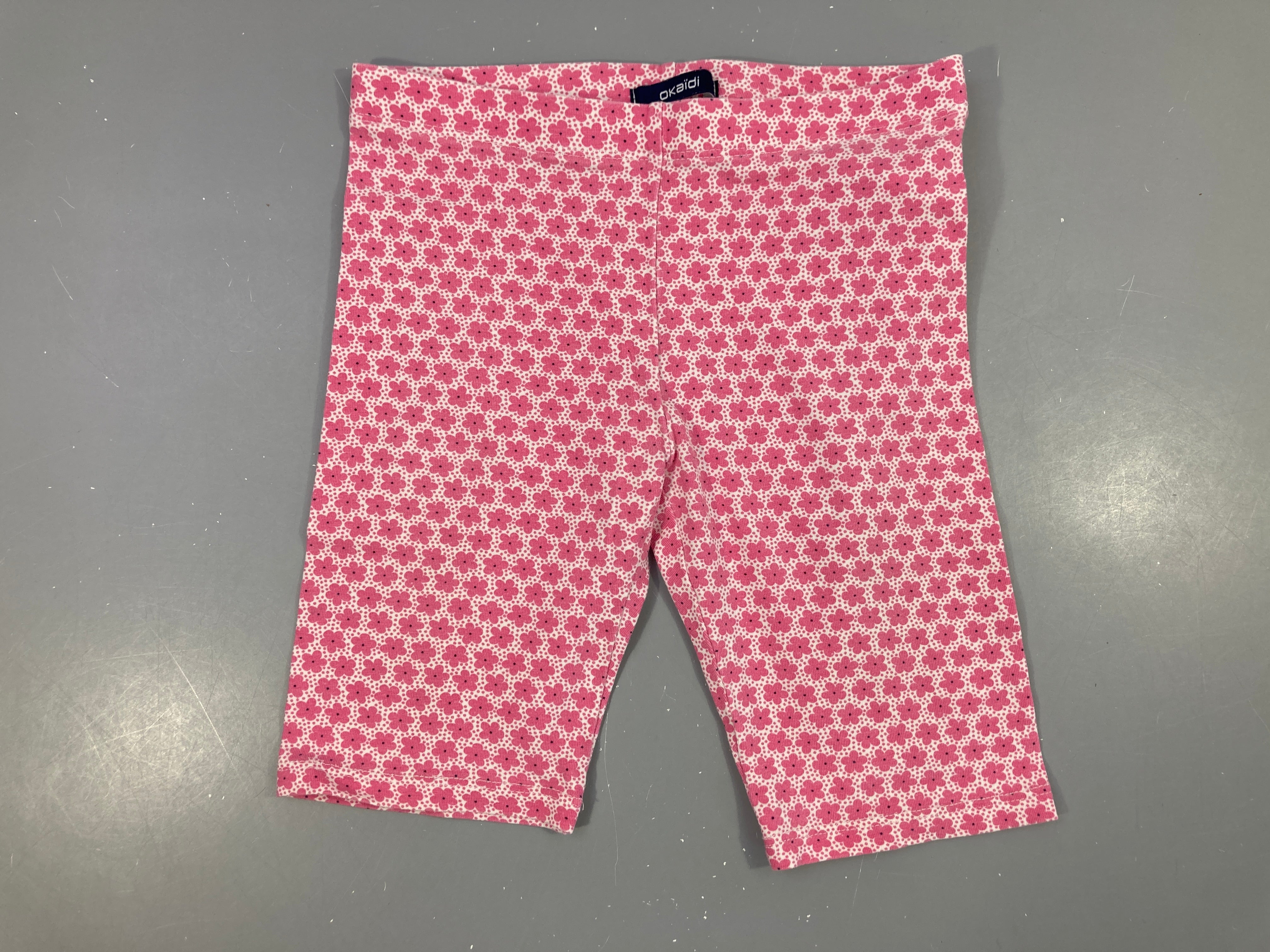 Legging court blanc fleurs roses