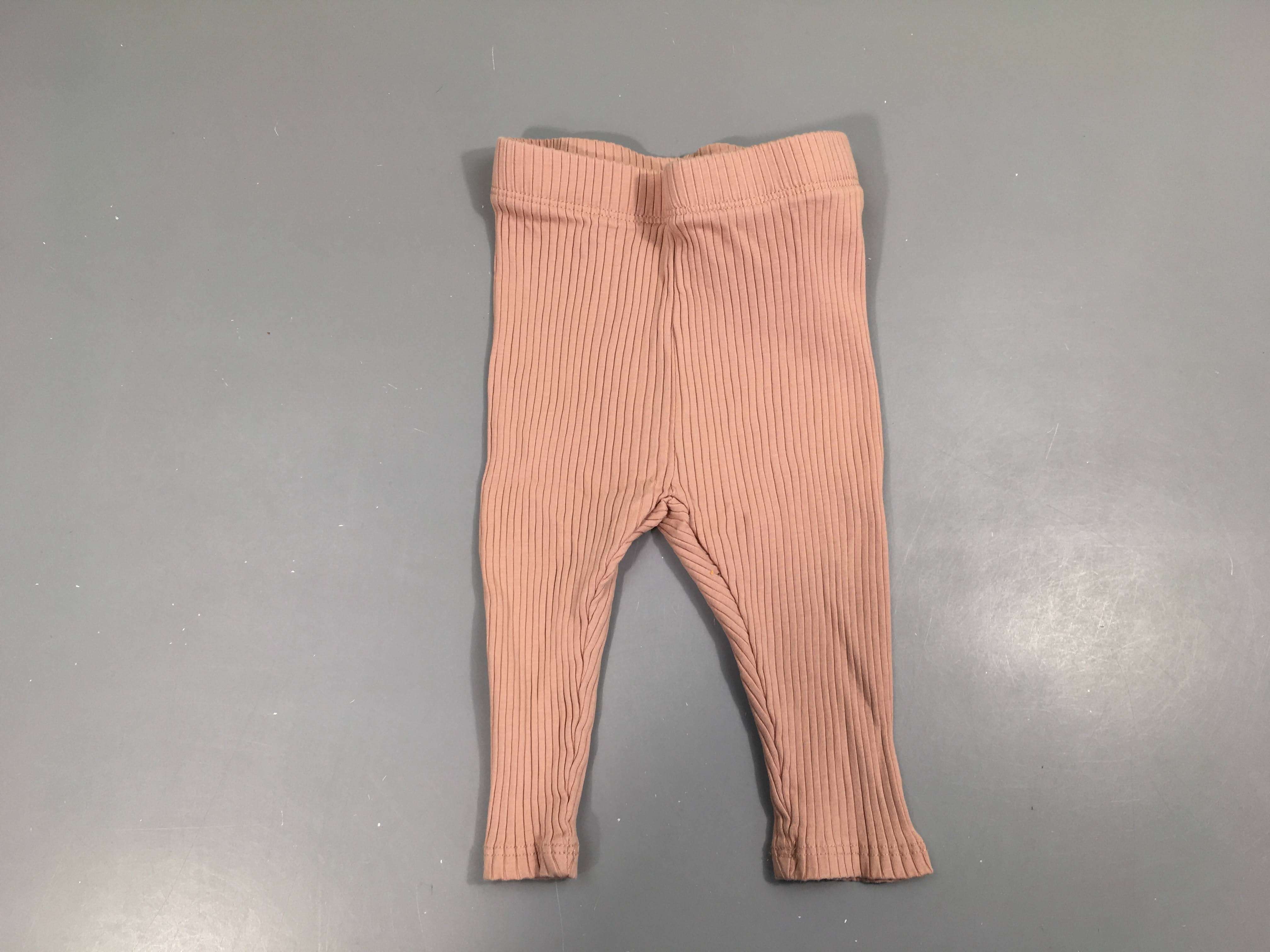 Pantalon jersey côtelé vieux rose froufrou bas