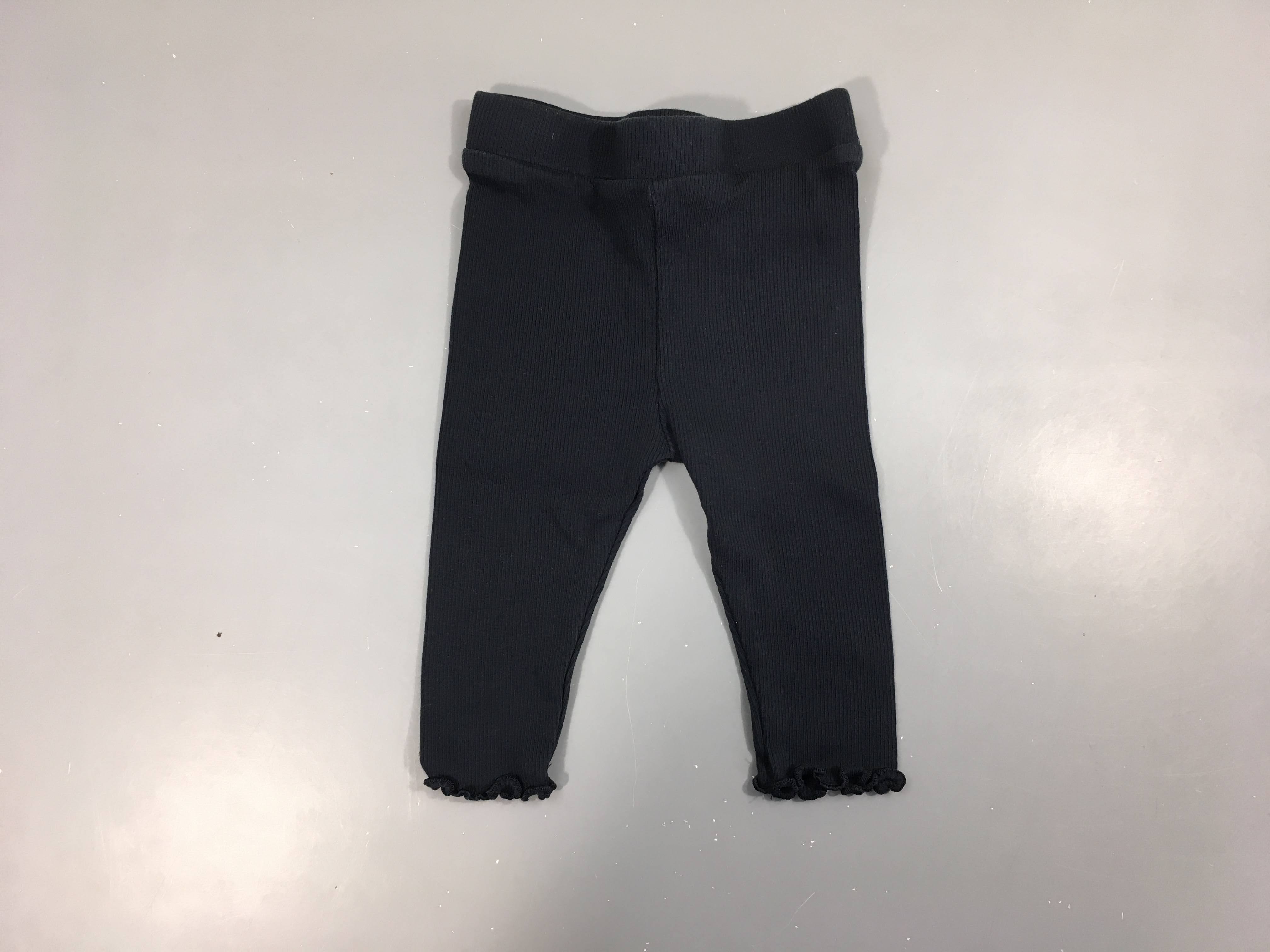 Pantalon jersey côtelé bleu foncé froufrou bas