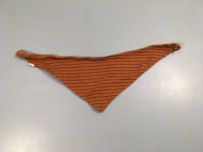 Bavoir bandana bi-matière brun rayé, moins cher chez Petit Kiwi