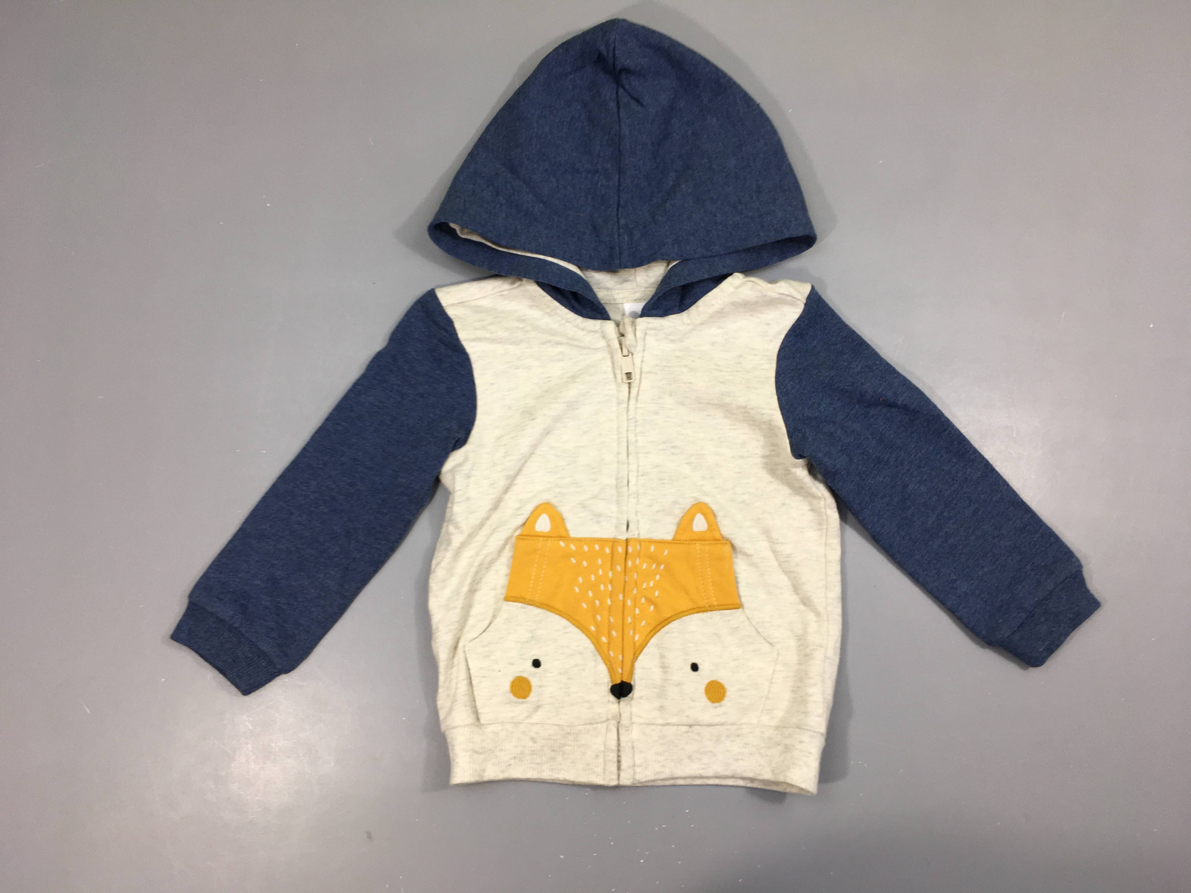 Sweat à capuche beige/bleu renard