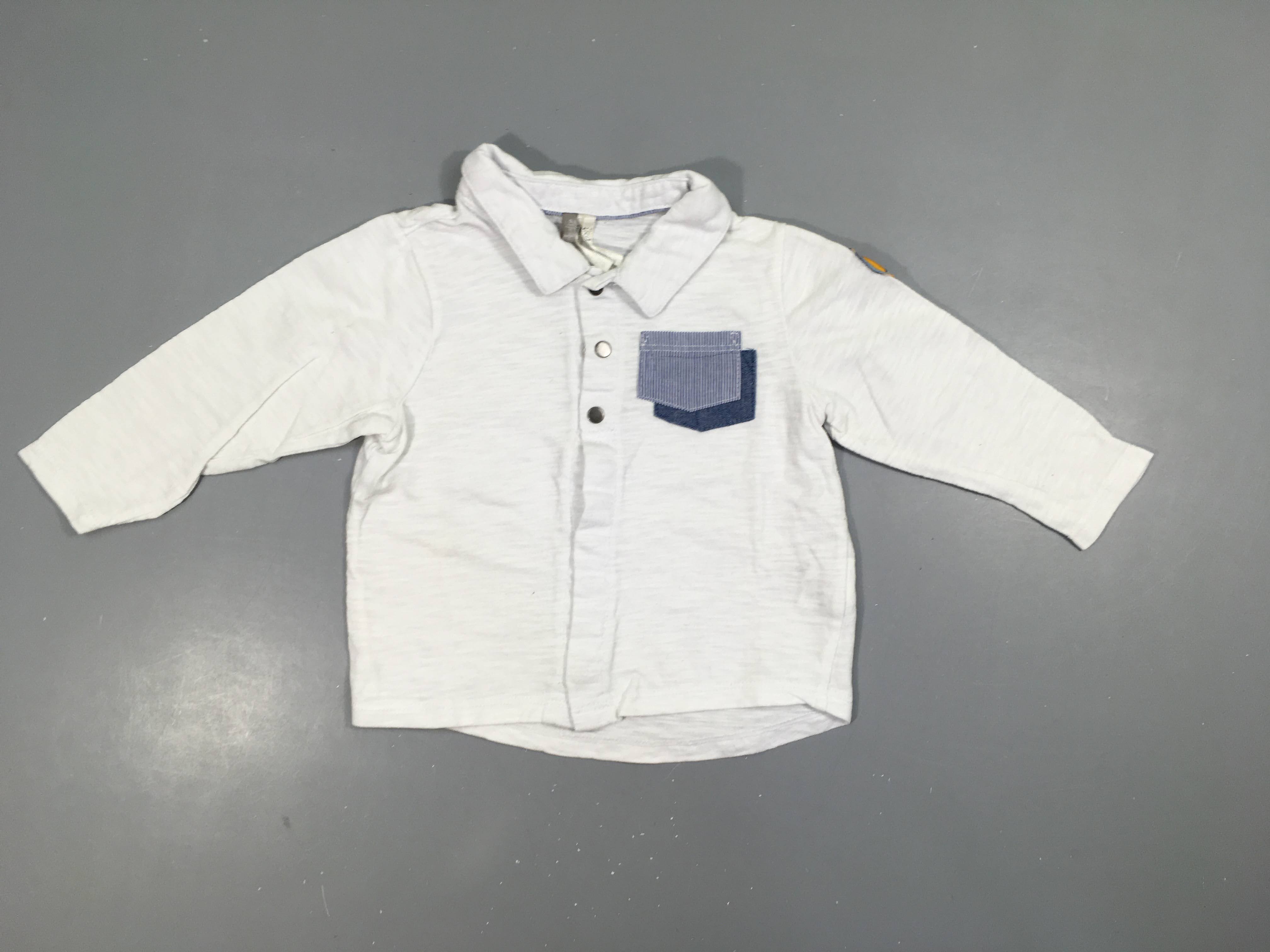 Polo jersey à pressions  blanc poches