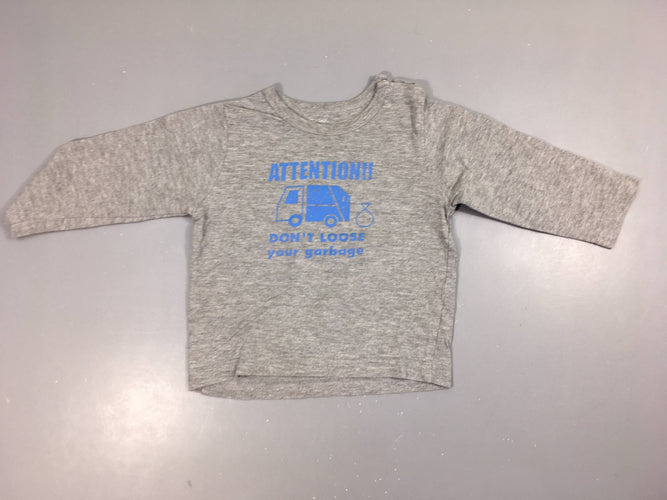 T-shirt m.l gris chiné Attention, moins cher chez Petit Kiwi