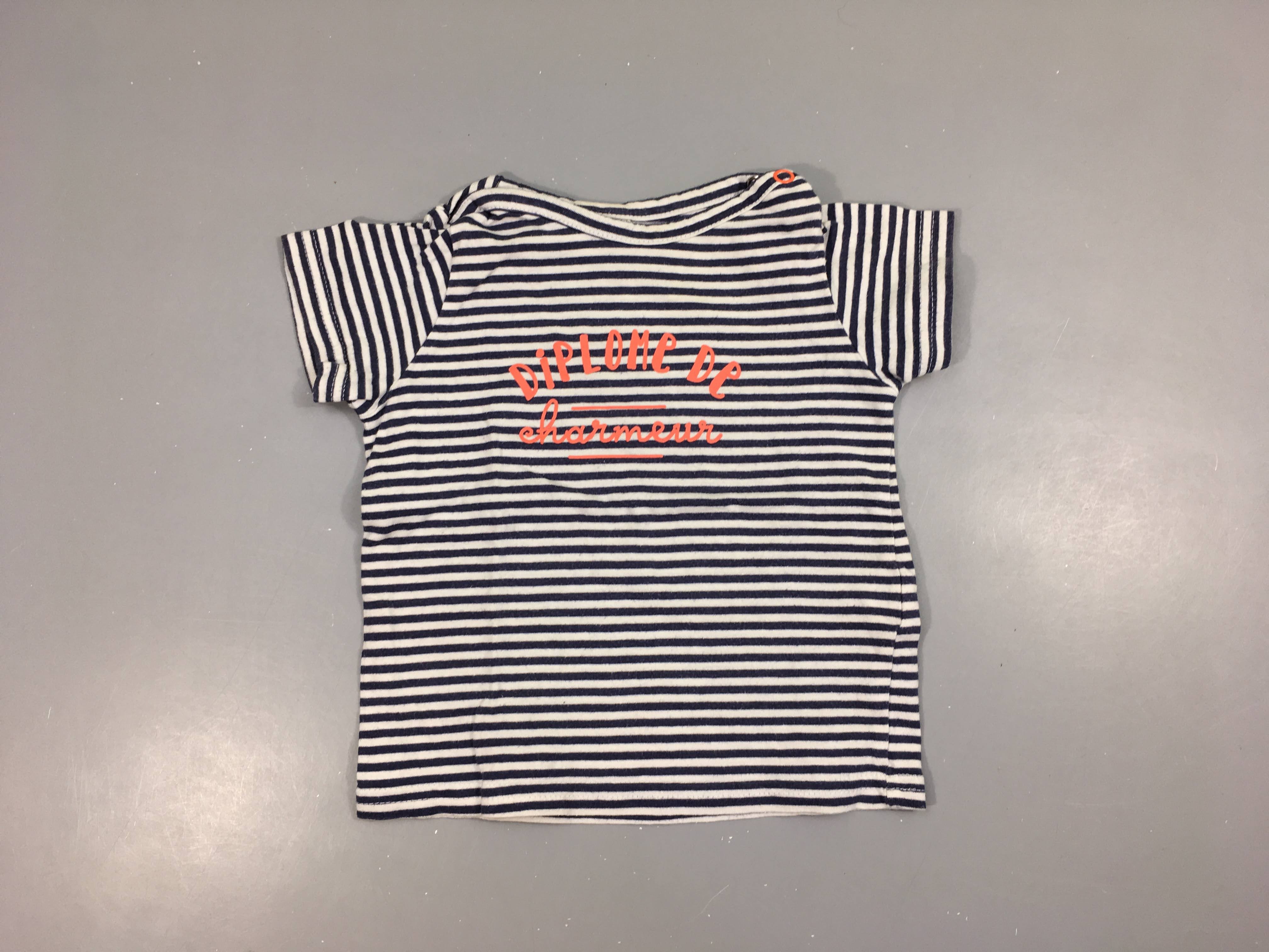 T-shirt m.c blanc rayé bleu Diplome