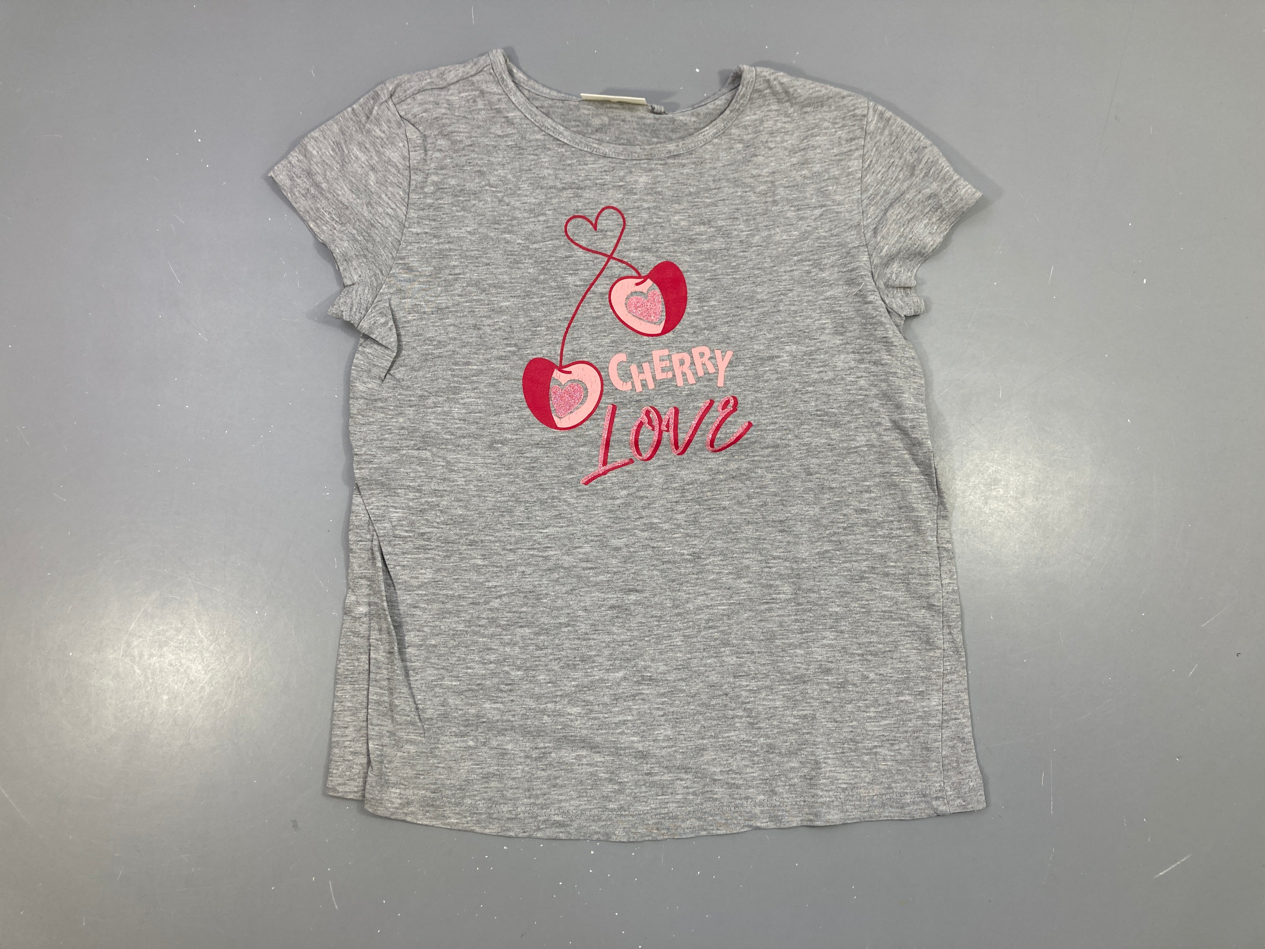 T-shirt m.c gris chiné cerises strass