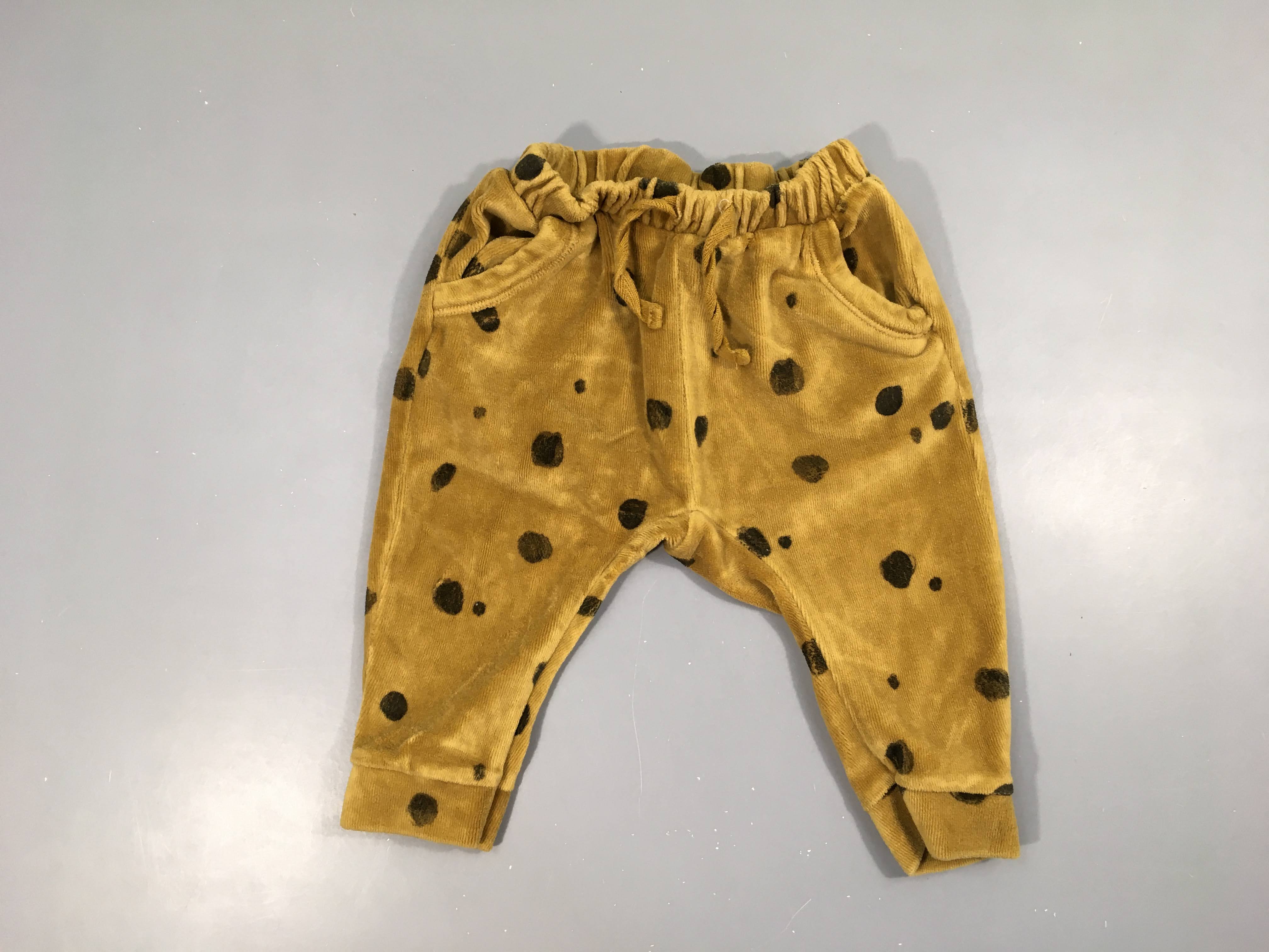 Pantalon velours ocre pois brun