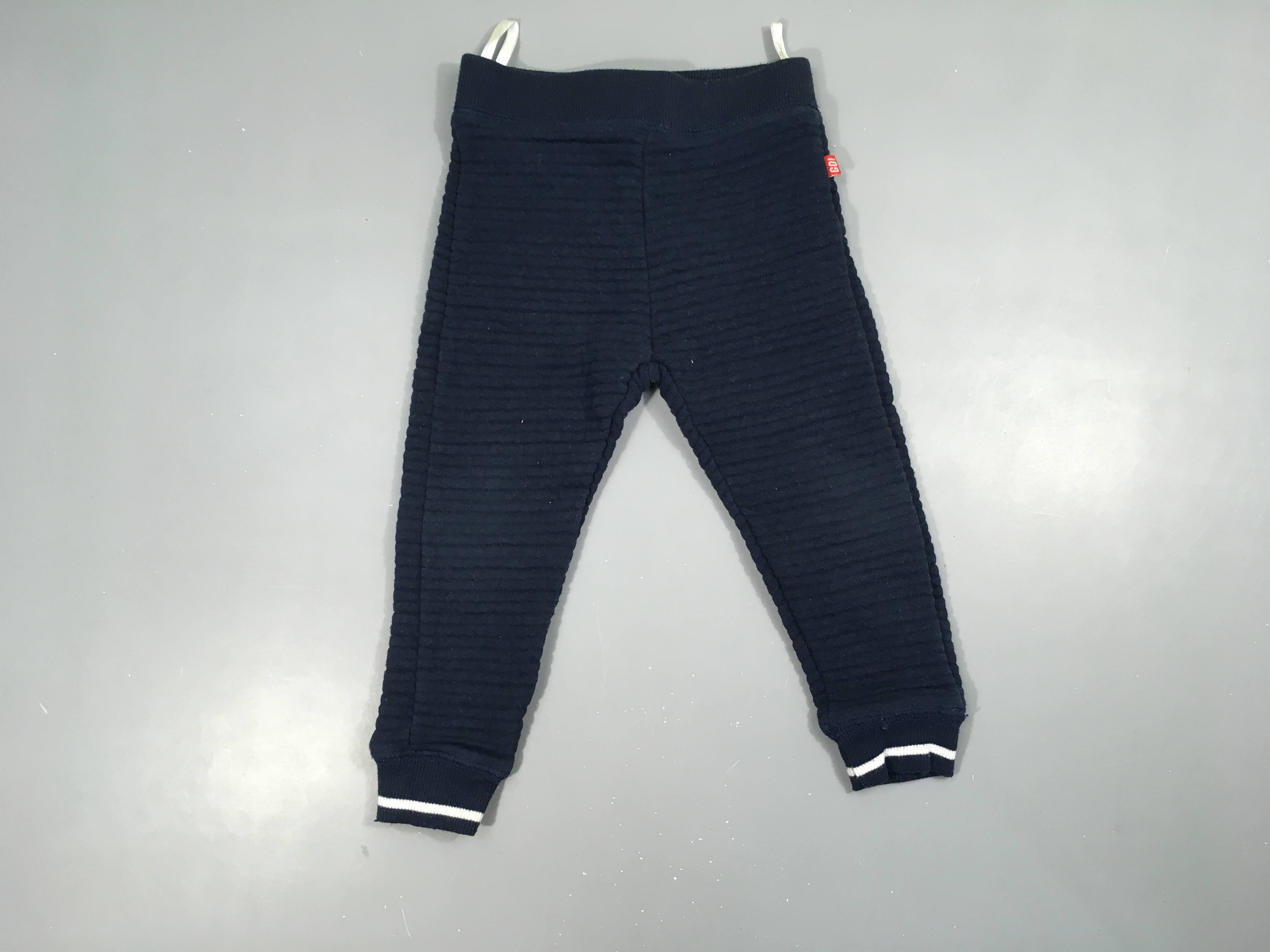 Pantalon molleton bleu foncé texturé rayé