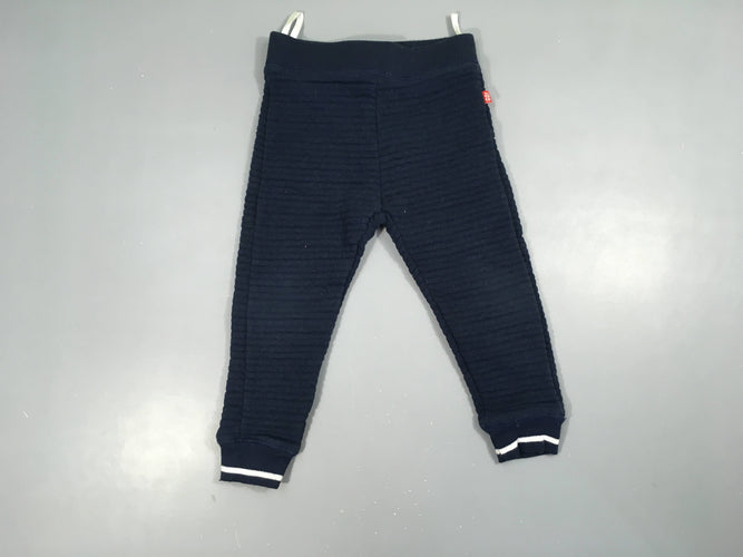 Pantalon molleton bleu foncé texturé rayé, moins cher chez Petit Kiwi